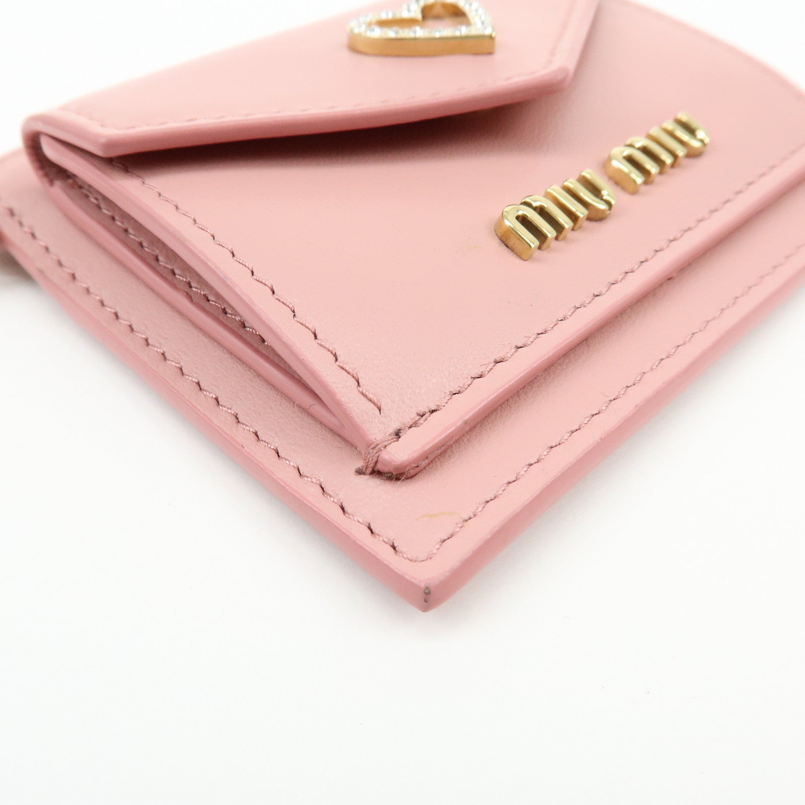 MIU MIU Madras Love Envelope Pouch Card Case Coin Case Pink 5MF025