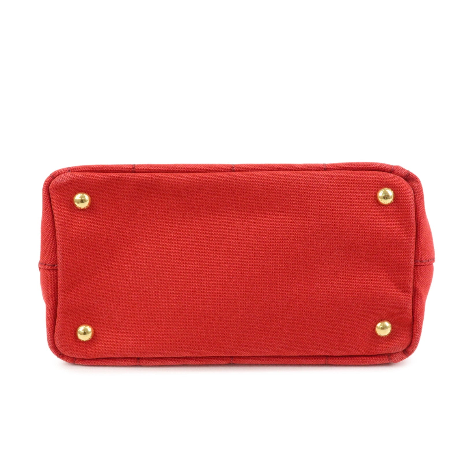 PRADA Canapa Mini Triangle Logo Canvas 2Way Bag Hand Bag Red 1BG439