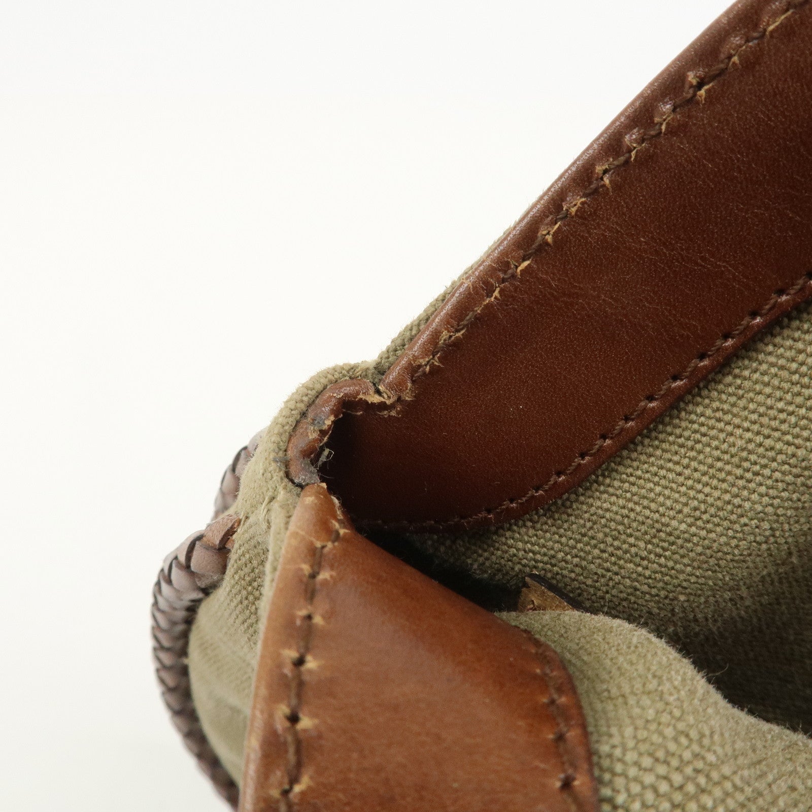 GUCCI Bamboo Canvas Leather Shoulder Bag Hand Bag Brown 109128