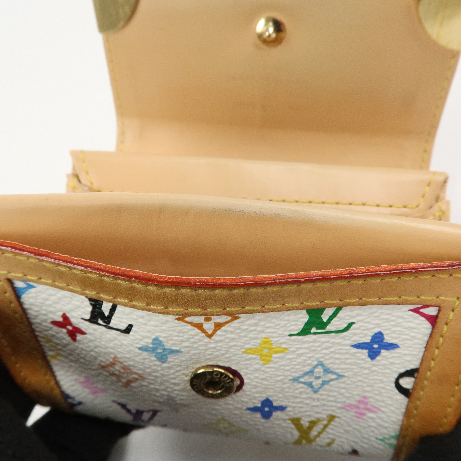 Louis Vuitton Multicolor Porte Monnaie Plat Coin Case Blanc M92657