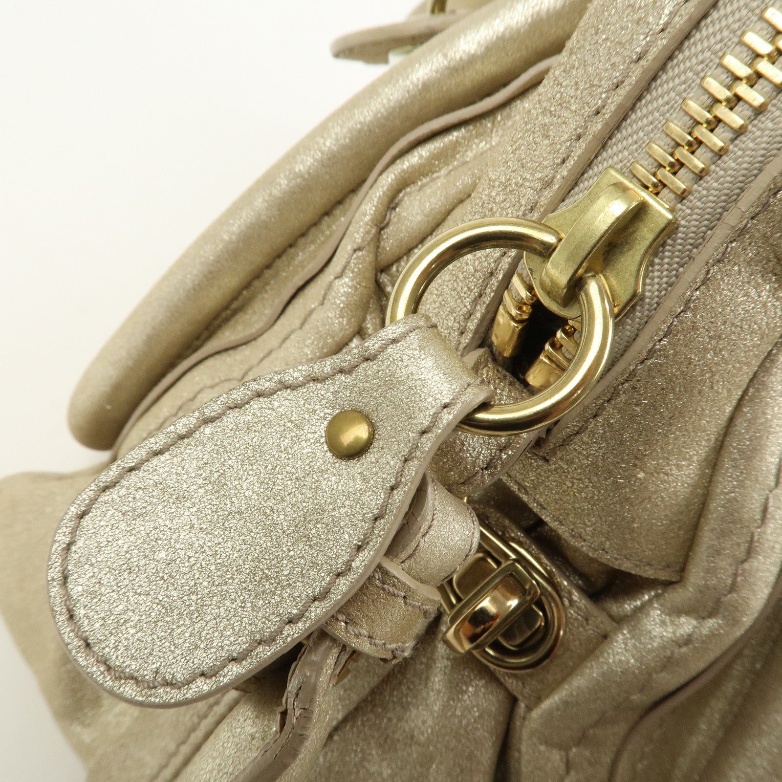 Chloe Paraty Leather 2Way Bag Hand Bag Shoulder Bag Gold 041056-09