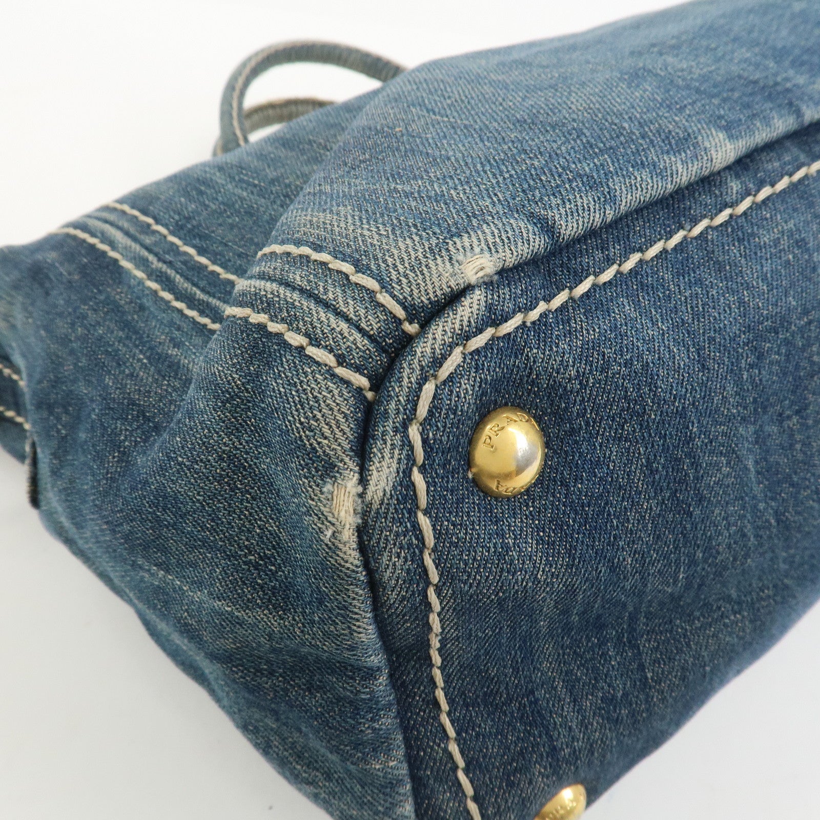 PRADA Denim 2Way Bag Hand Bag Shoulder Bag Tote Bag Blue BN2070