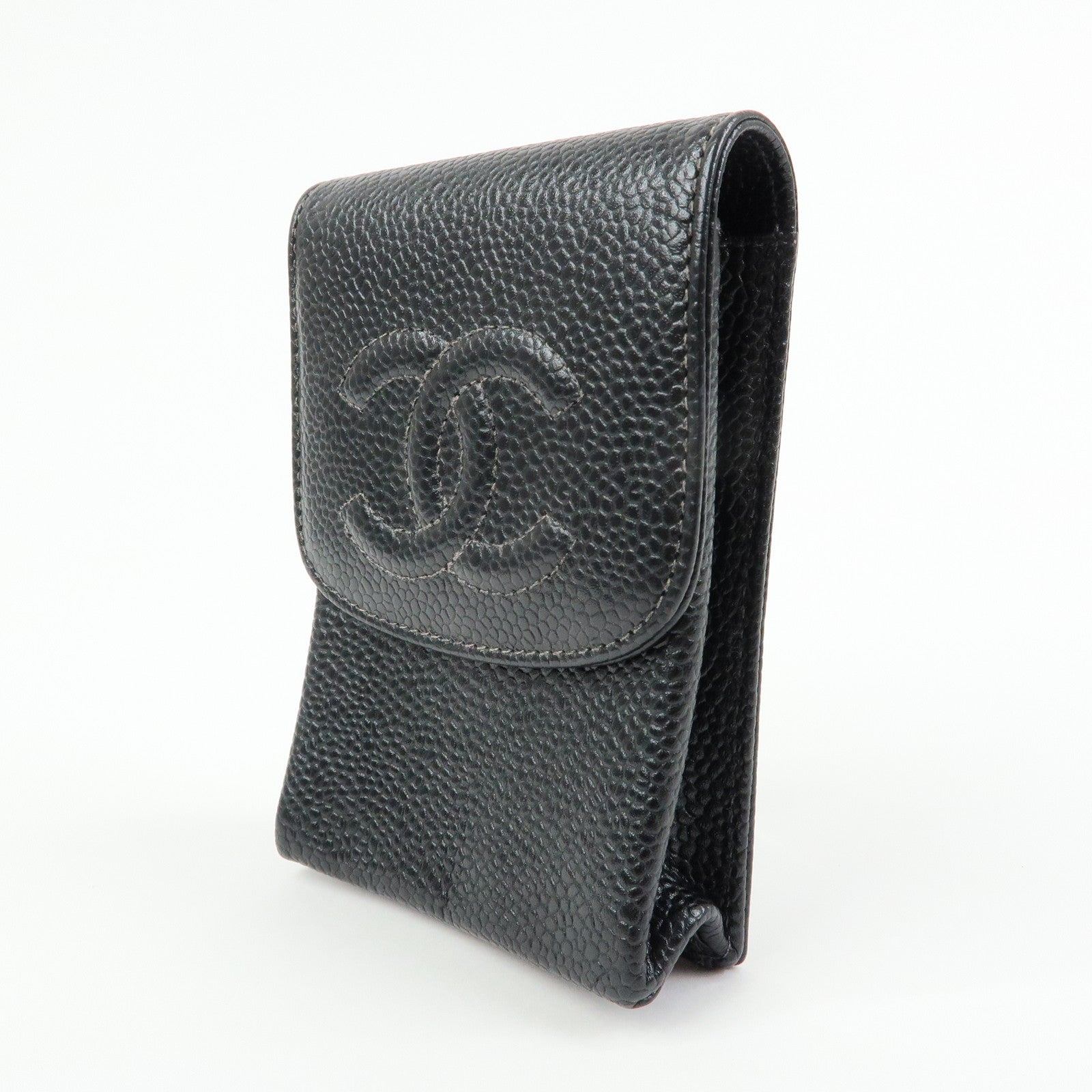 CHANEL COCO Mark Caviarskin Cigarette Case Black