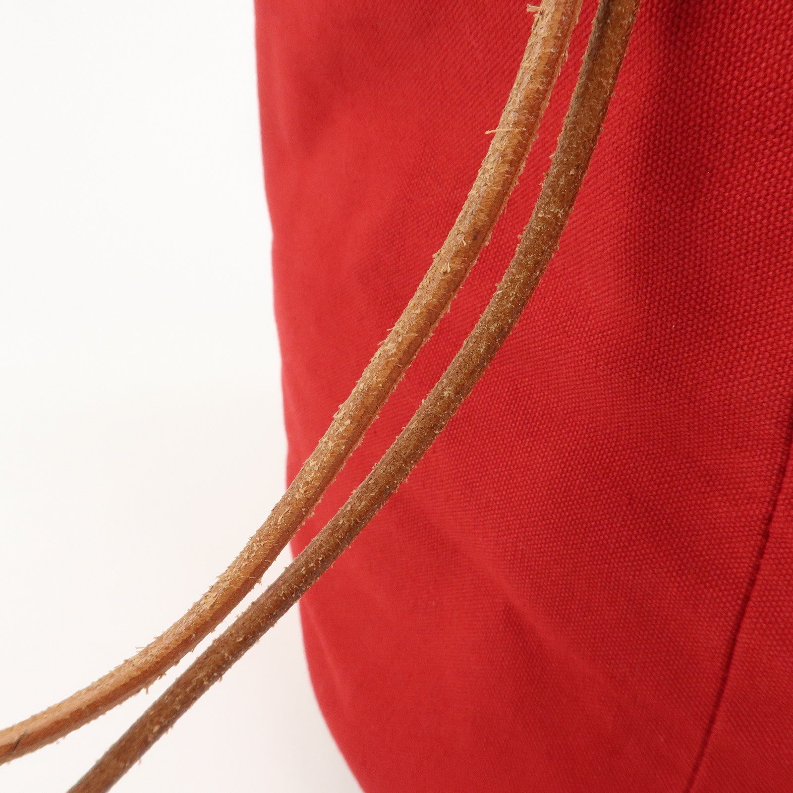 HERMES Canvas Leather Polochon Mimile PM Drawstring Bag Red