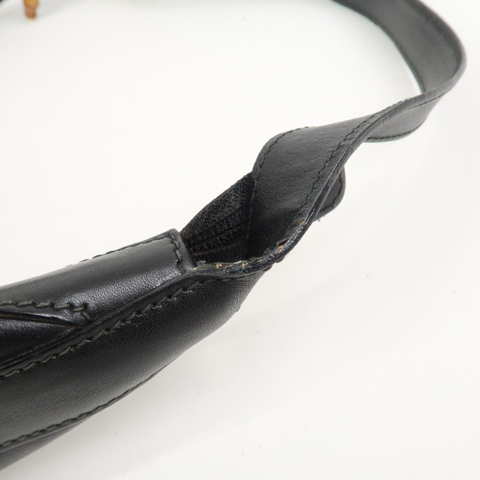 GUCCI Bamboo Leather Shoulder Bag Black 001.113.1643