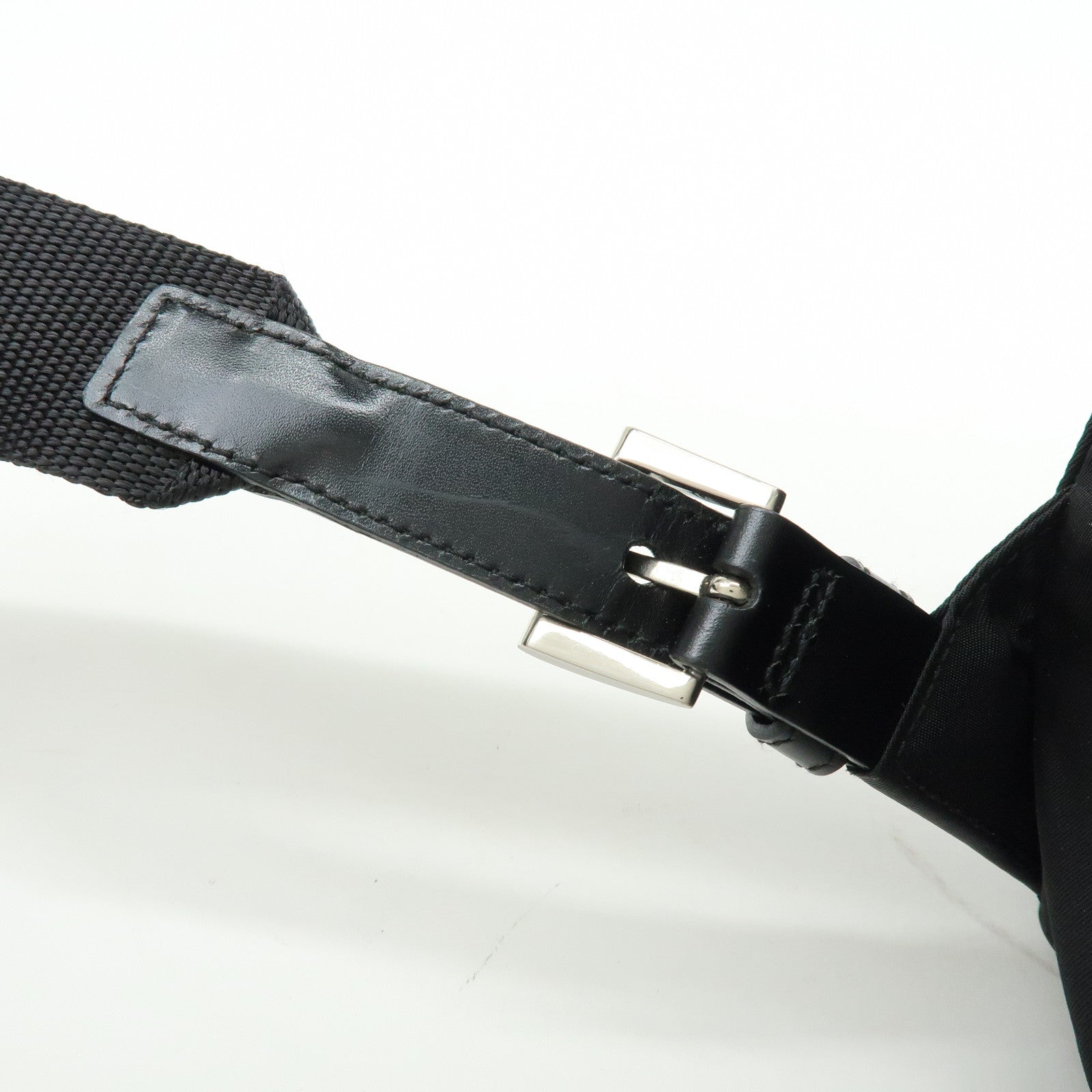 PRADA Triangle Logo Nylon Leather Backpack Rucksuck Black