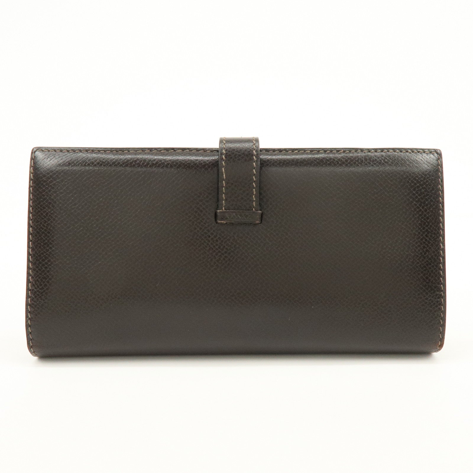 HERMES Béarn Classic Courchevel Long Wallet P Stamped Dark Brown