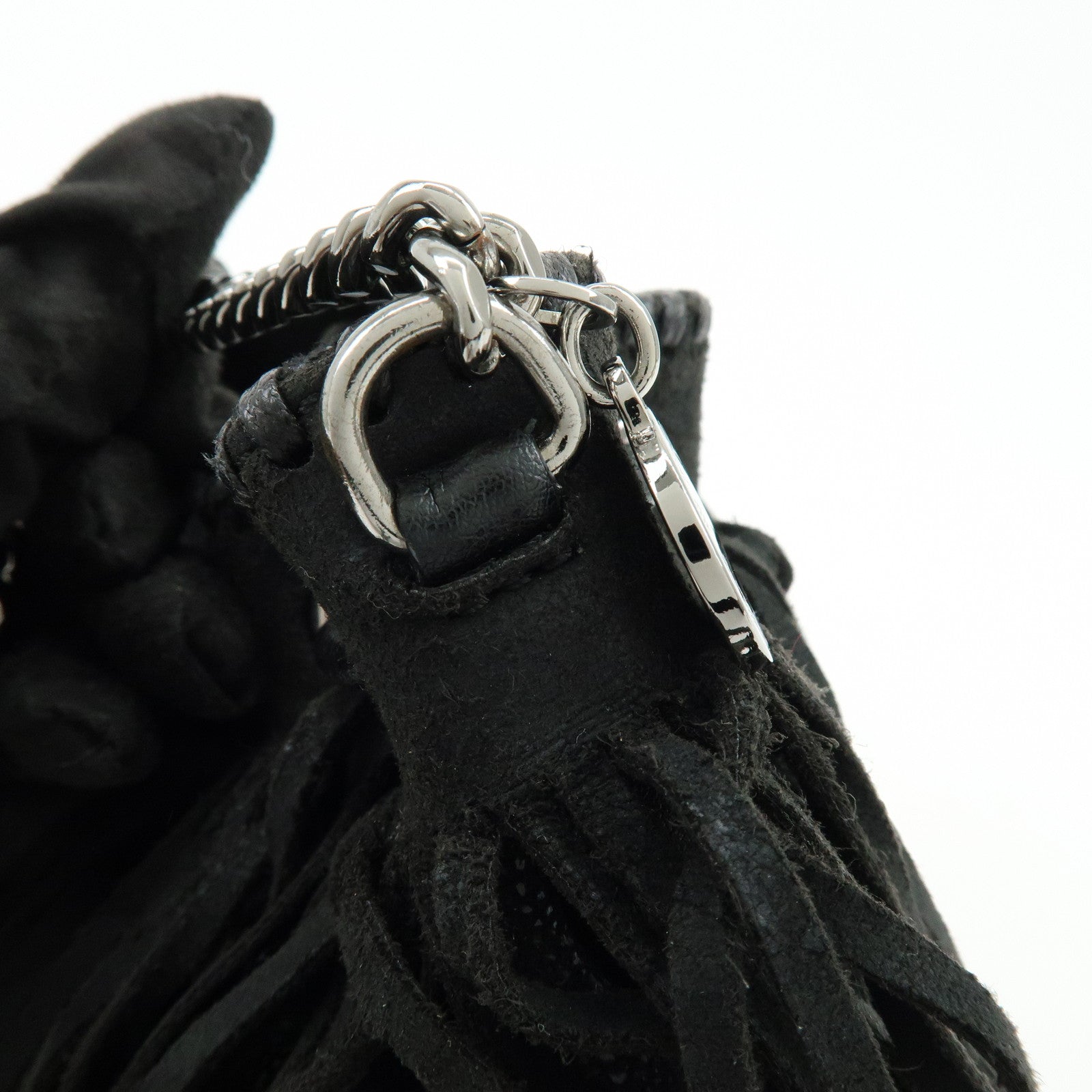 STELLA MCCARTNEY Falabella Fringe Bucket Shoulder Bag Black