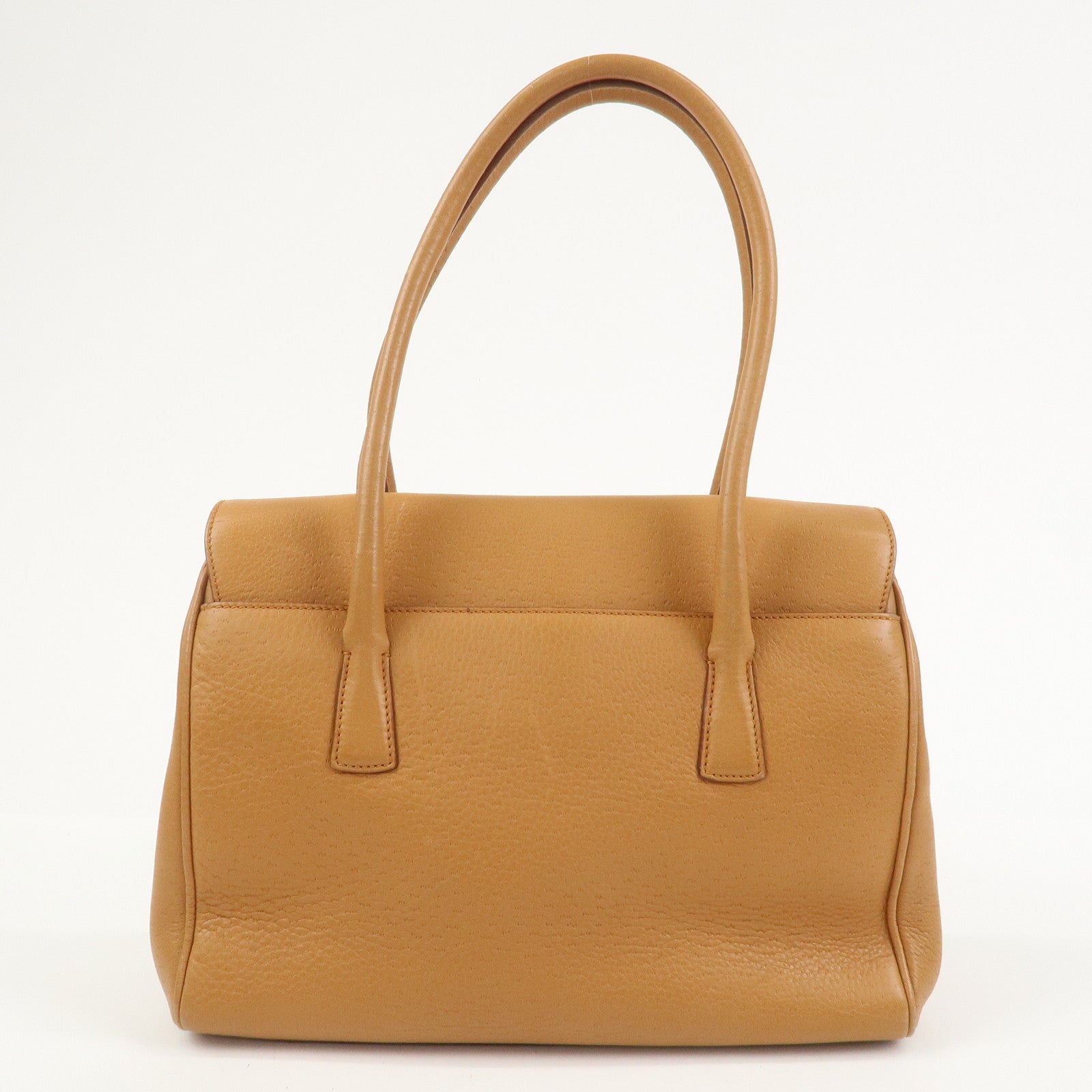 Ferragamo Gancini Leather Shoulder Bag Hand Bag Light Brown