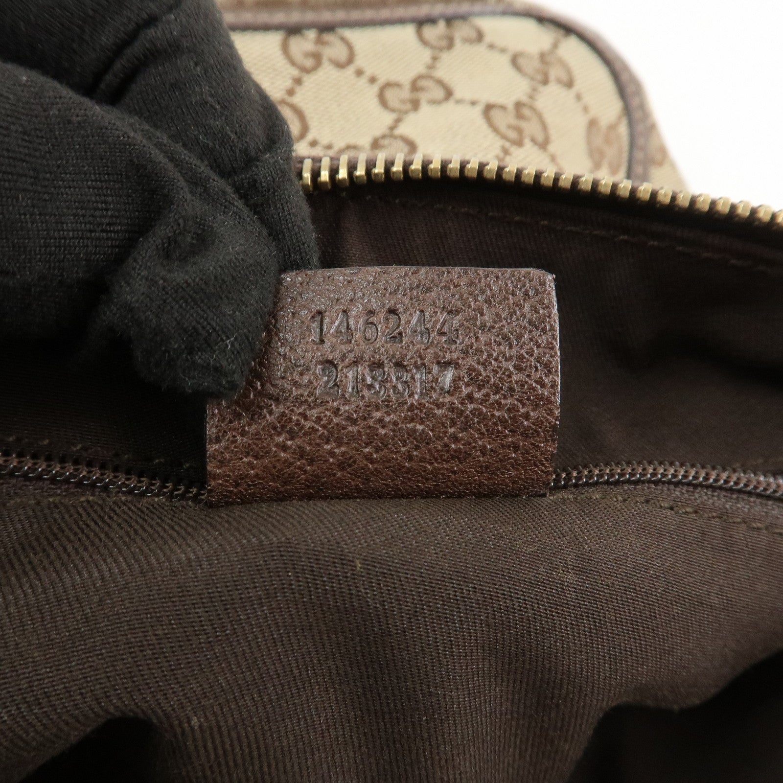 GUCCI GG Canvas Leather Shoulder Bag Hand Bag Beige Brown 146244