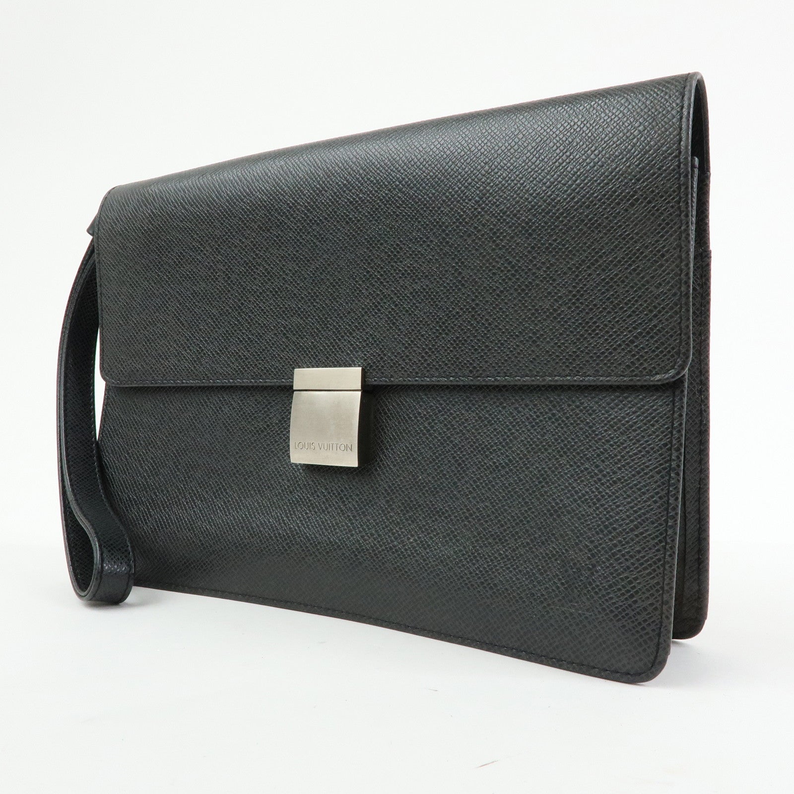 Louis Vuitton Taiga Leather Selenga Clutch Bag Ardoise M30782 Authentic Used F/S