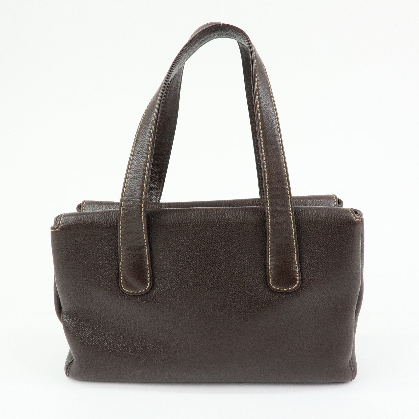 CHANEL COCO Mark Caviarskin Tote Bag Hand Bag Shoulder Bag Brown