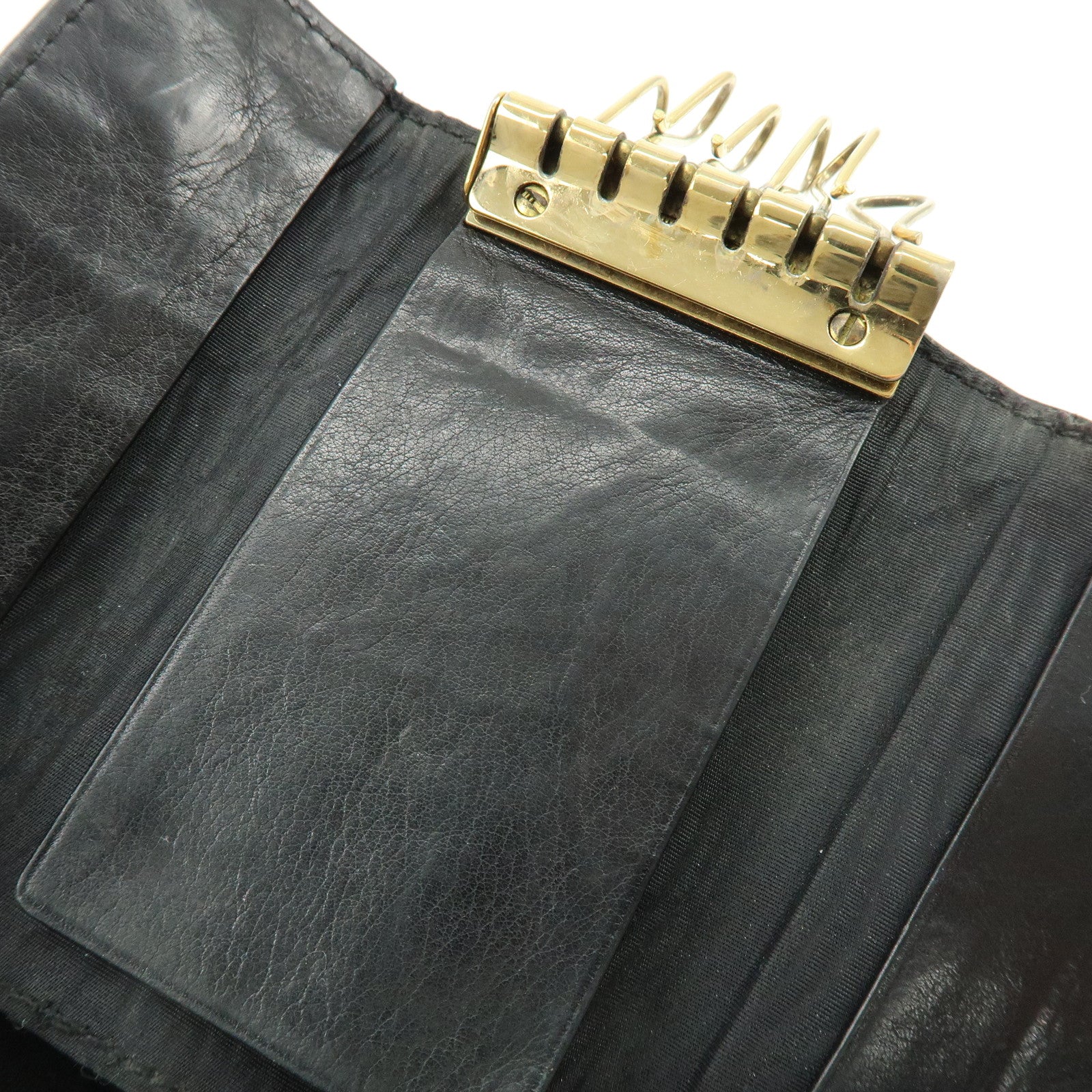 CHANEL COCO Mark Caviarskin 6Rings Key Case Key Holder Black A13502