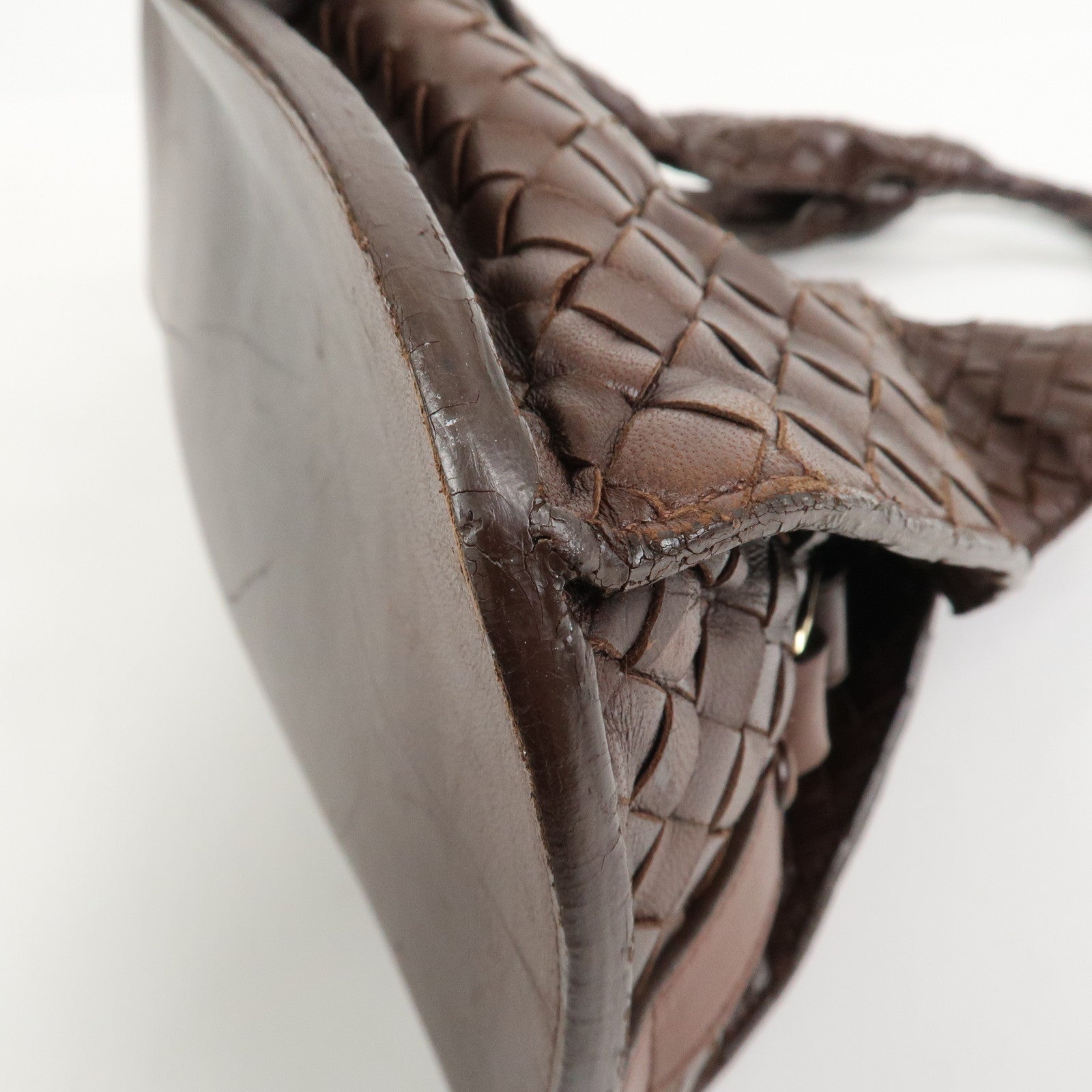 BOTTEGA VENETA Intrecciato Leather Hand Bag Brown