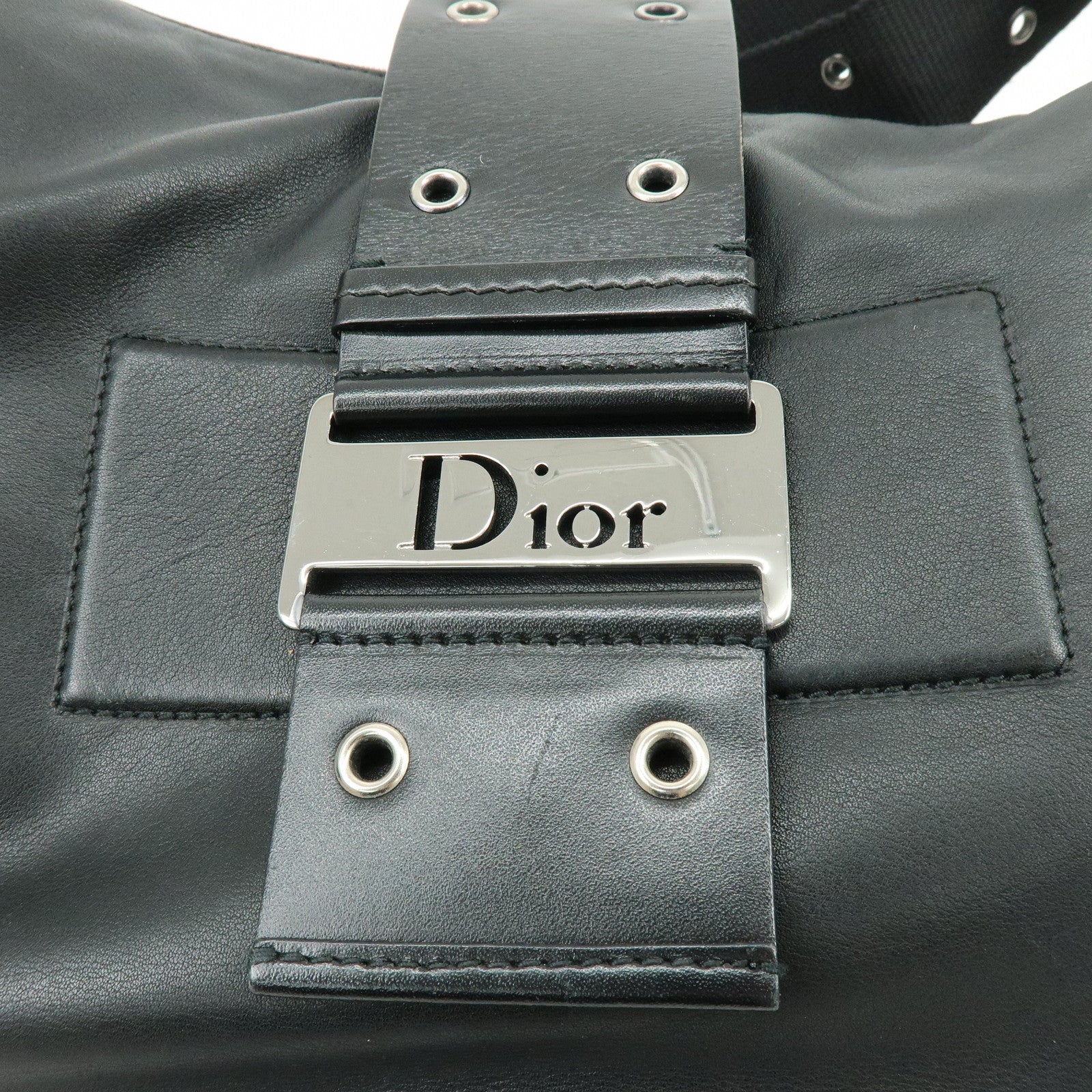 Christian Dior Street Chic Leather Shoulder Bag Crossbody Bag Black