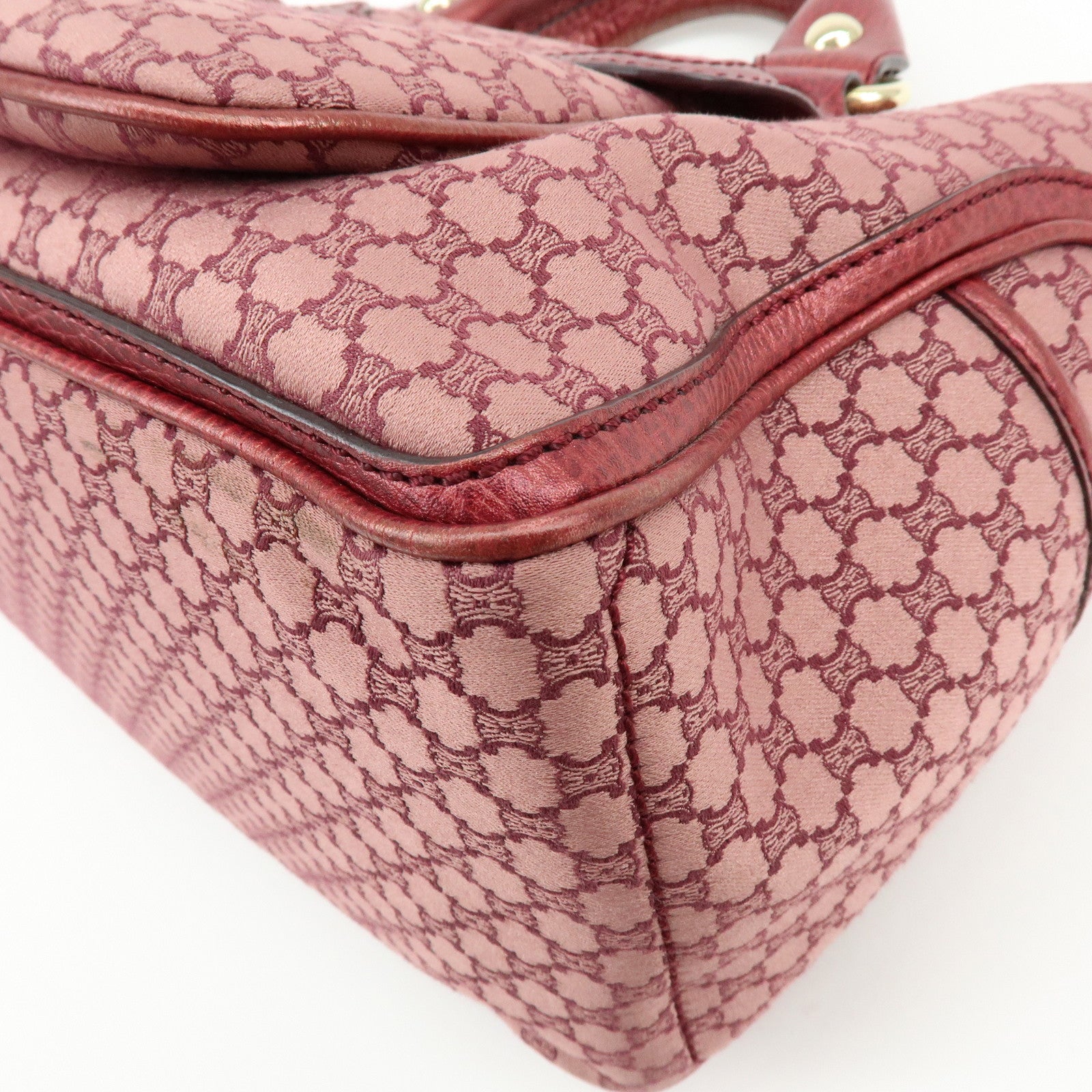 CELINE Macadam Boogie Bag Canvas Leather Hand Bag Tote Bag Pink