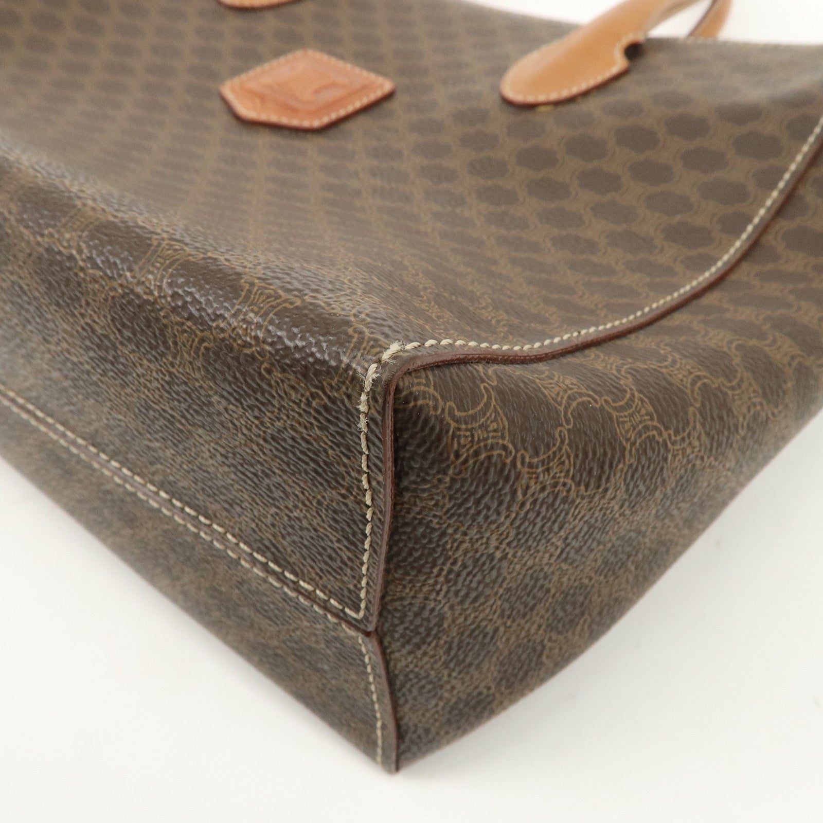 CELINE Macadam PVC Leather Tote Bag Hand Bag Brown