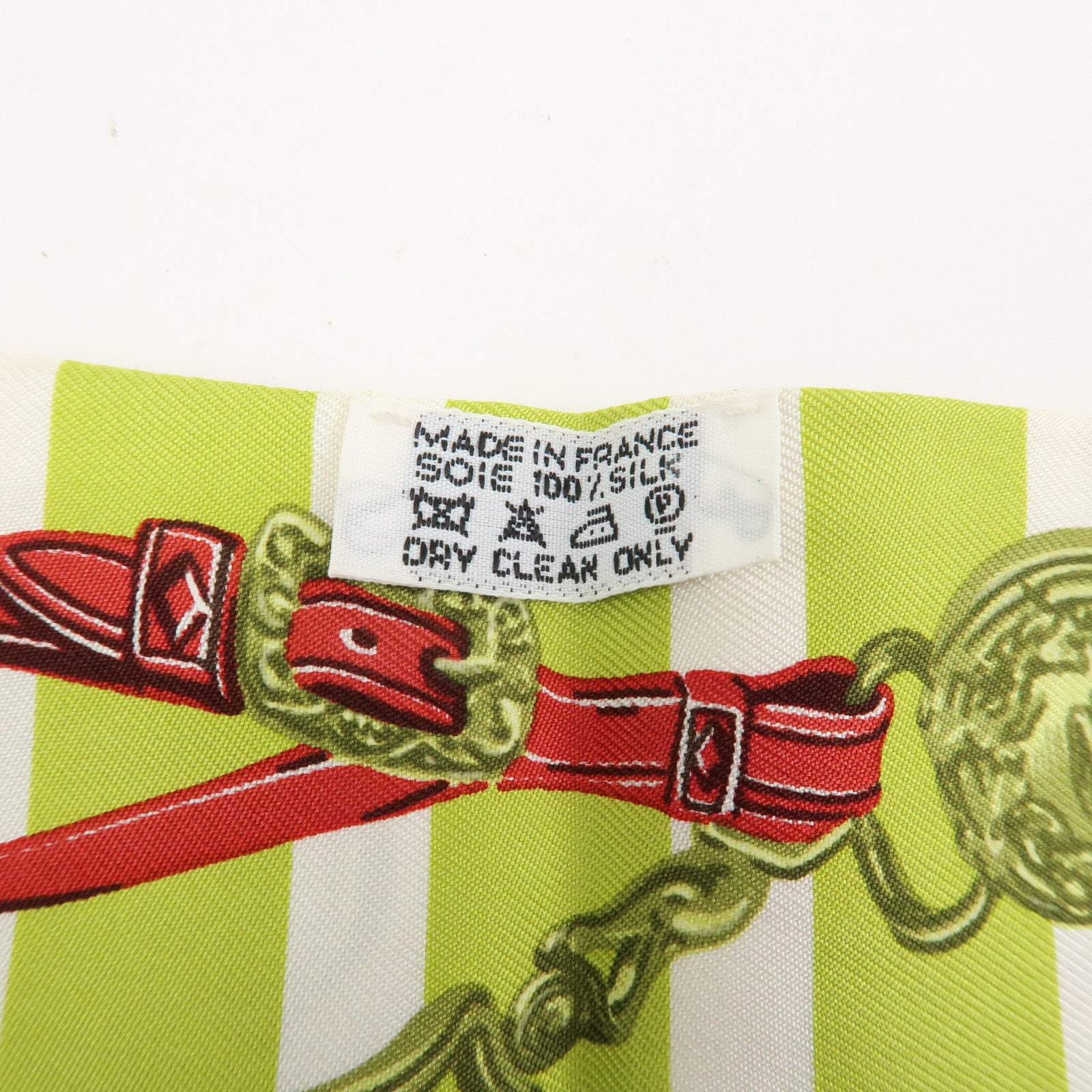 HERMES Twilly Silk 100% Scarf BRIDES de GALA Light Green Red