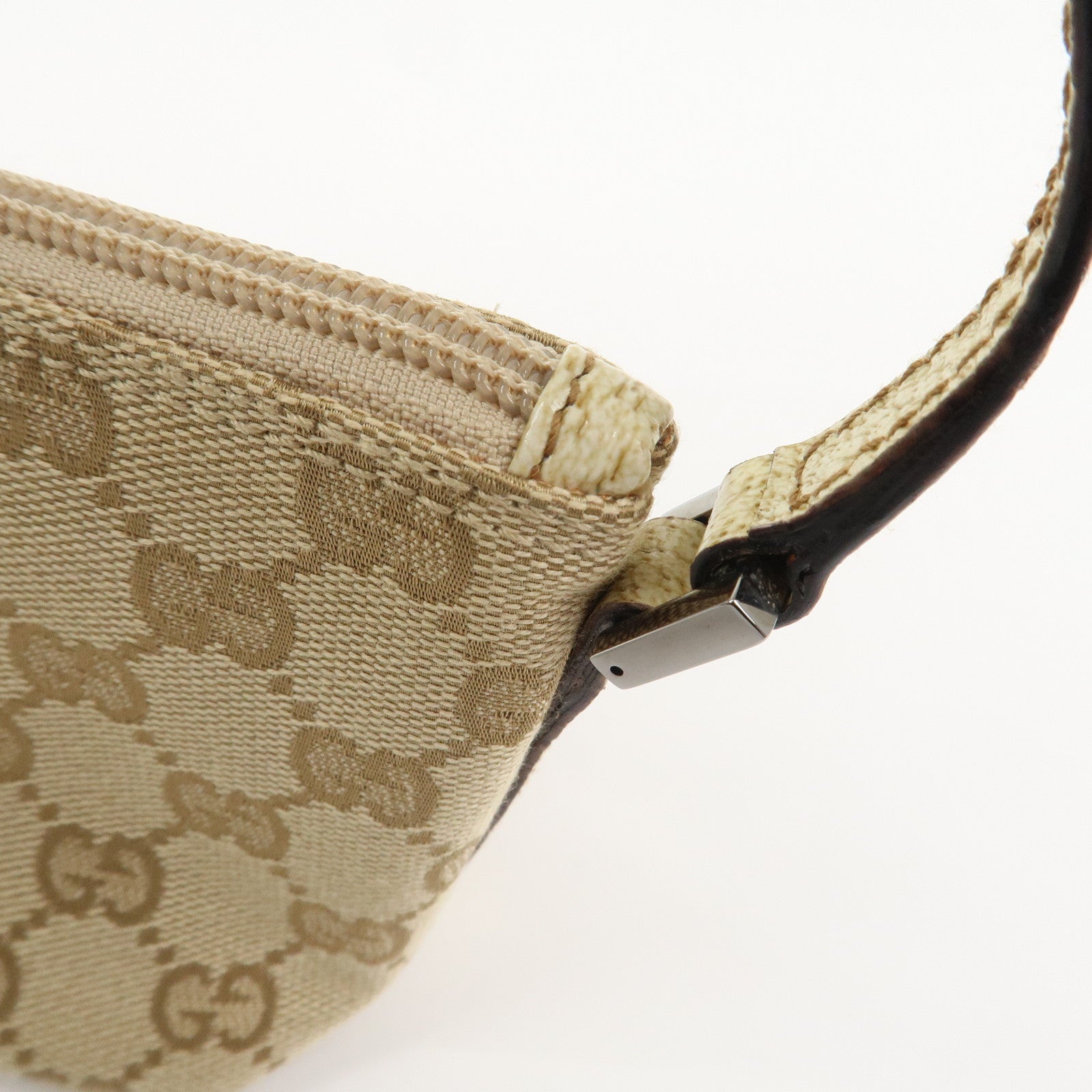 GUCCI Boat Bag GG Canvas Leather Hand Bag Beige 07198