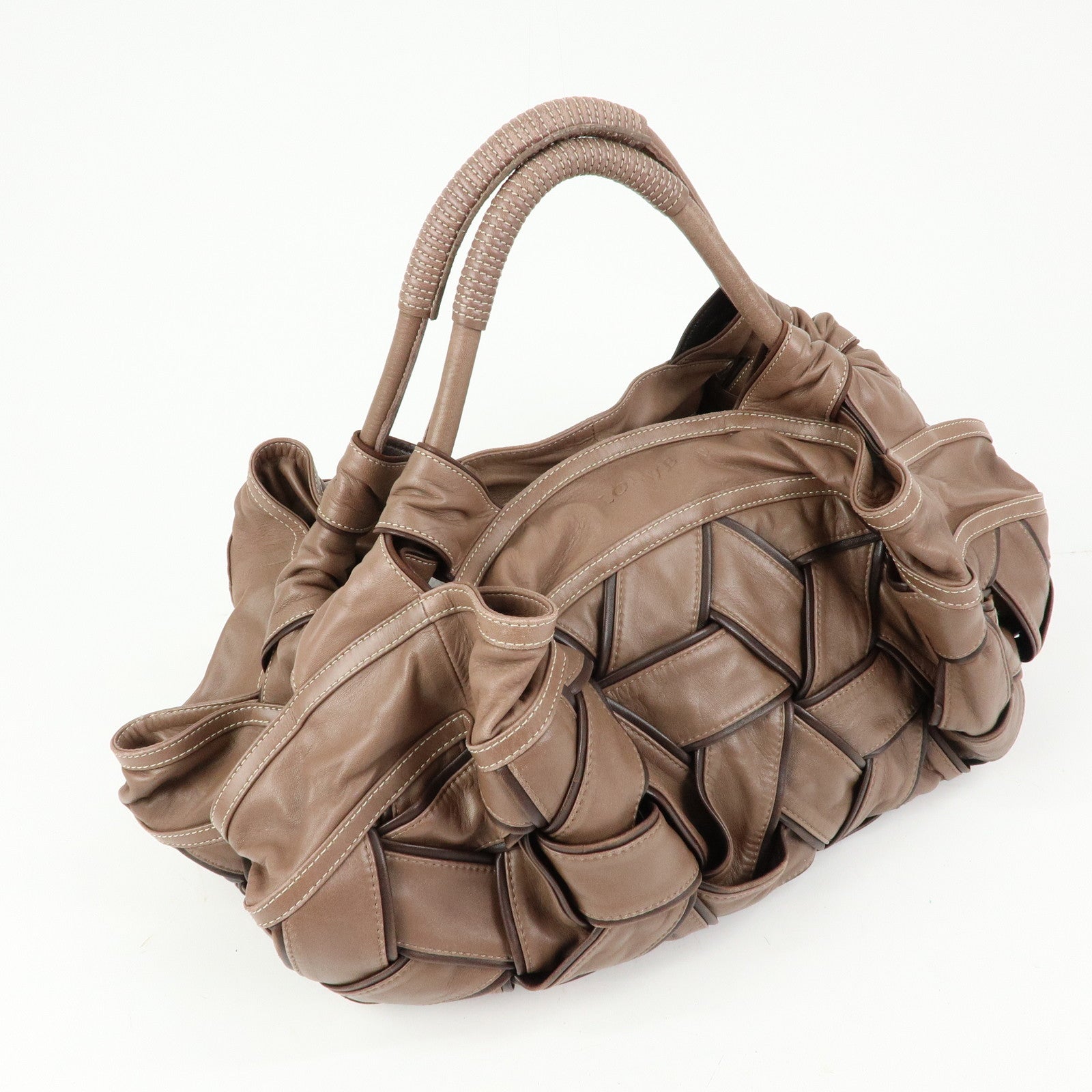 LOEWE Anagram Nappa Aire Leather Hand Bag Tote Bag Brown