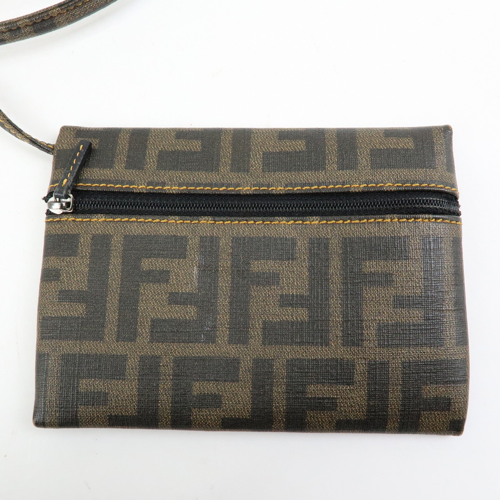 FENDI Zucca Mesh PVC Canvas Tote Bag Shoulder Bag Brown 8BH183