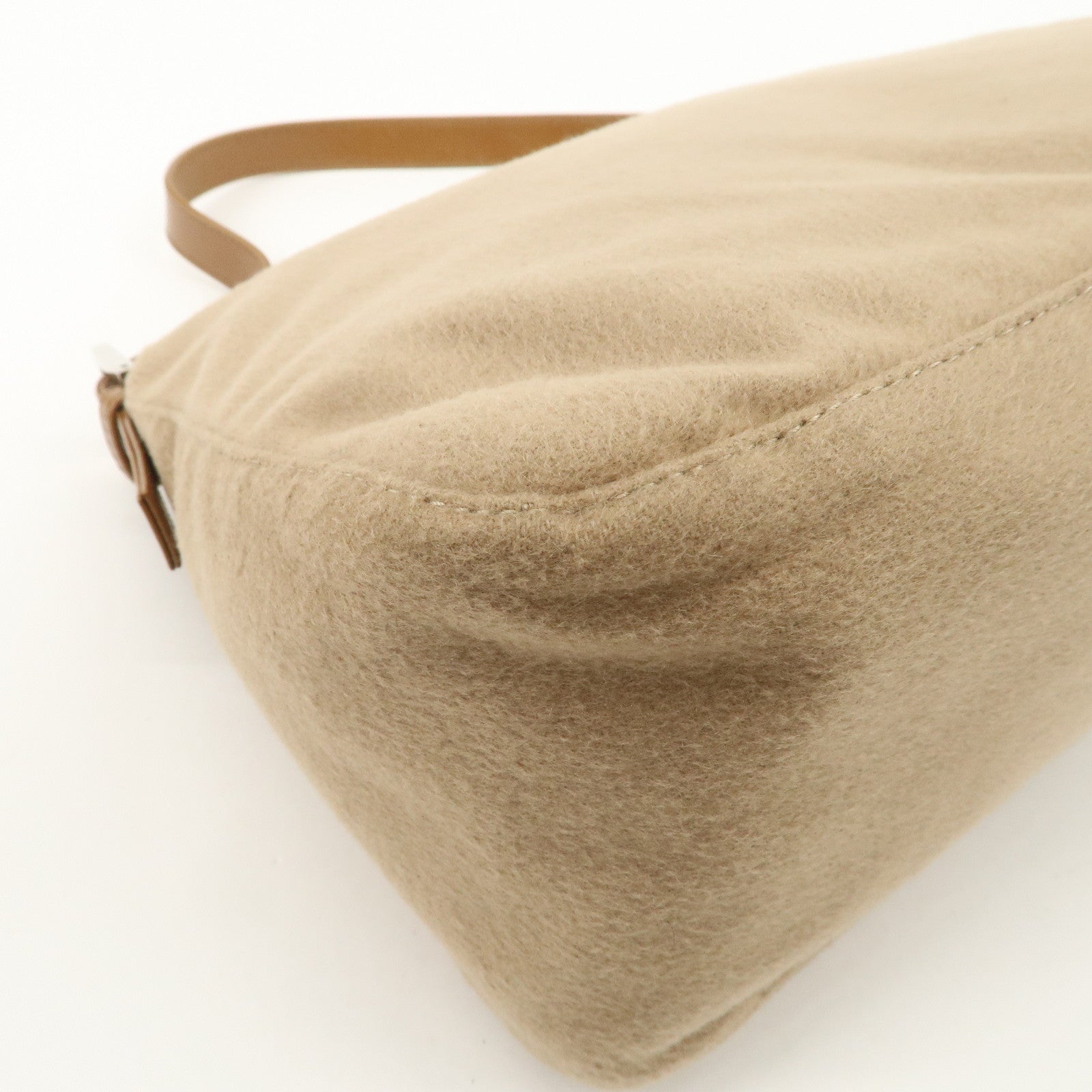 FENDI Zucca Mamma Baguette Wool Shoulder Bag Black Brown 26325