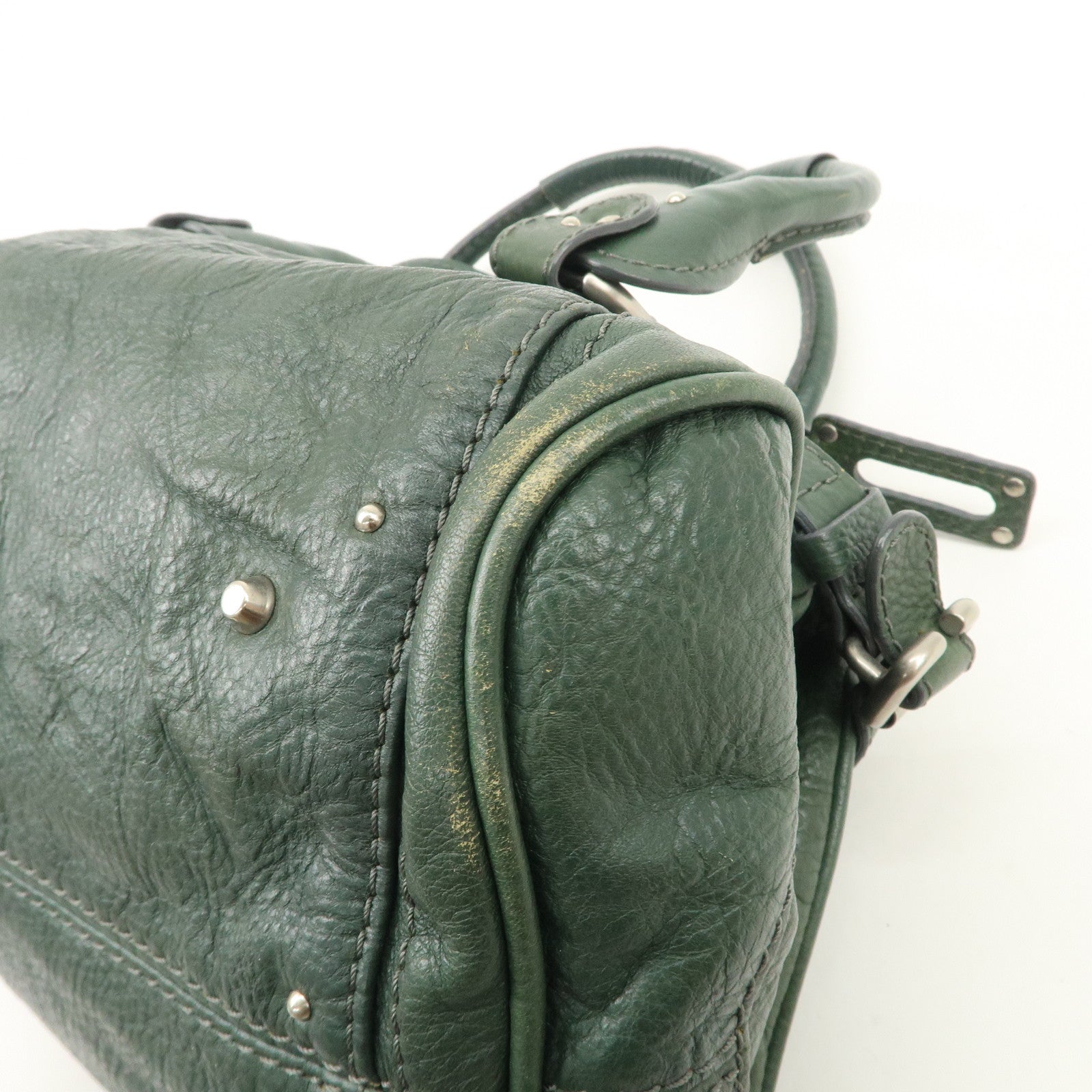 Chloe Padington Leather Hand Bag Shoulder Bag Green - Used