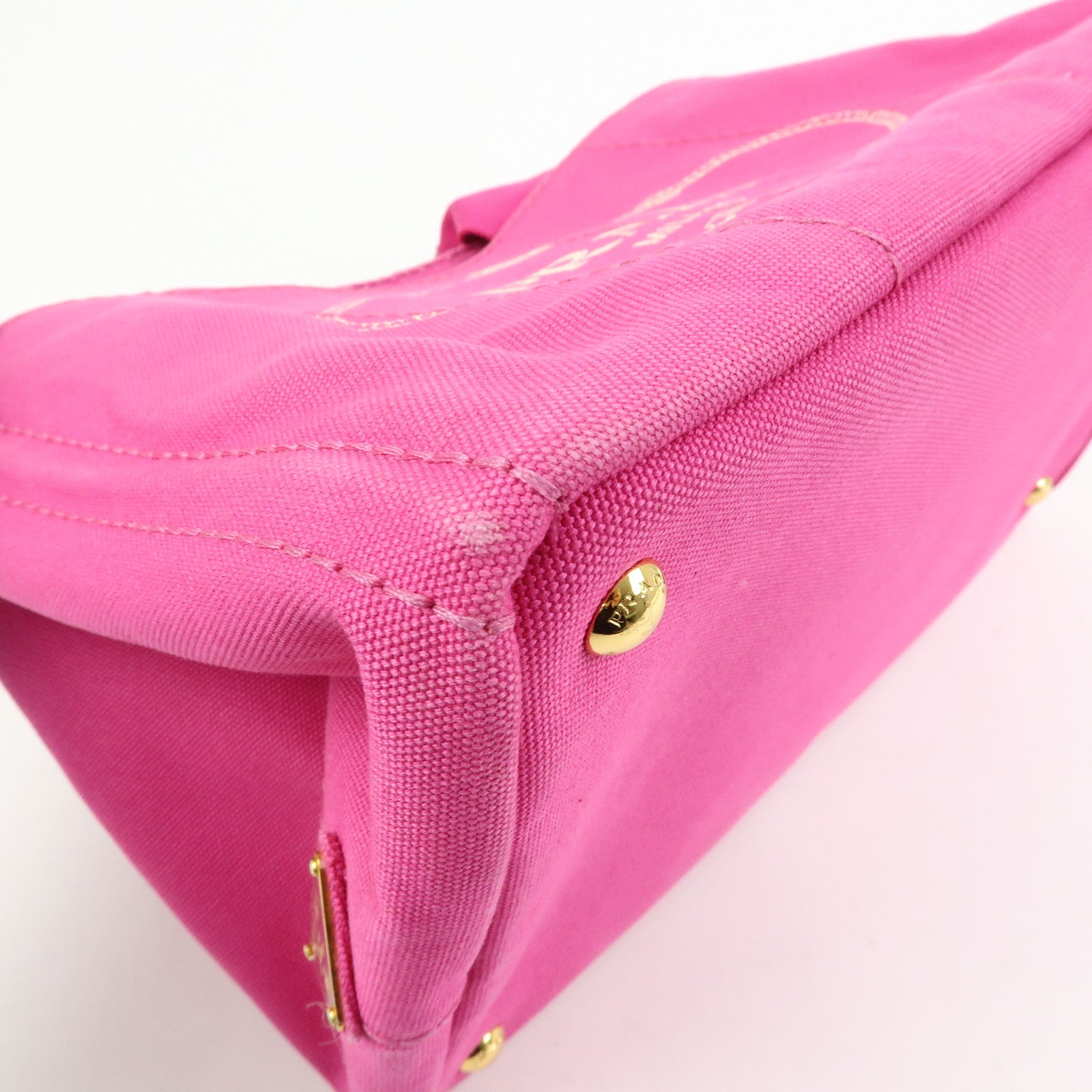 PRADA Triangle Logo Canapa Canvas Hand Bag Tote Bag Pink BN1872