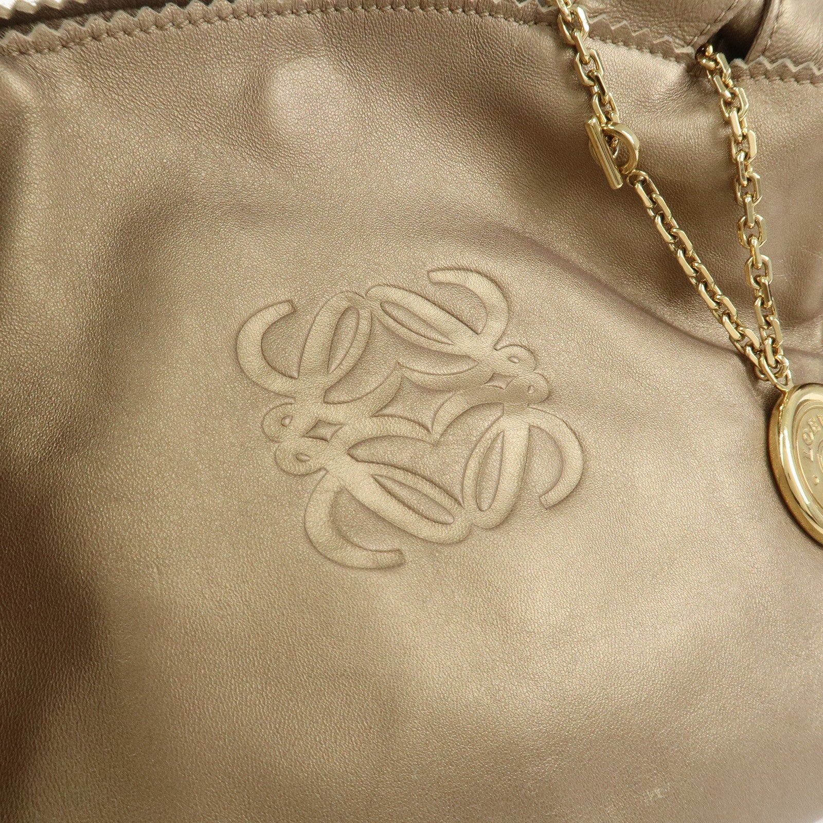 LOEWE Anagram Nappa Aire Leather Hand Bag Shoulder Bag Gold