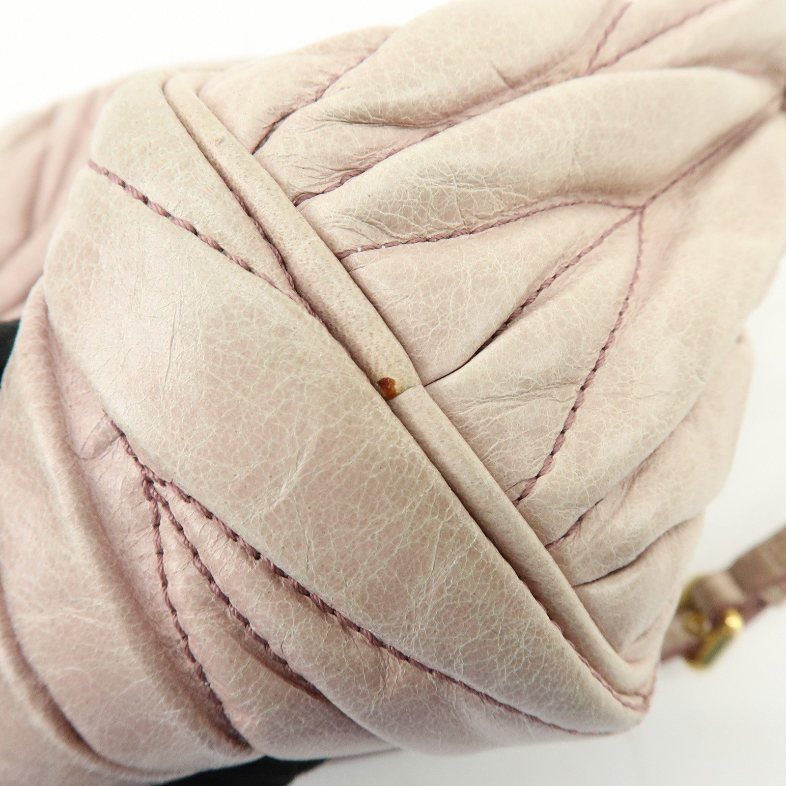 MIU MIU Matelasse Shoulder Bag Hand Bag Pink Beige 5N1521