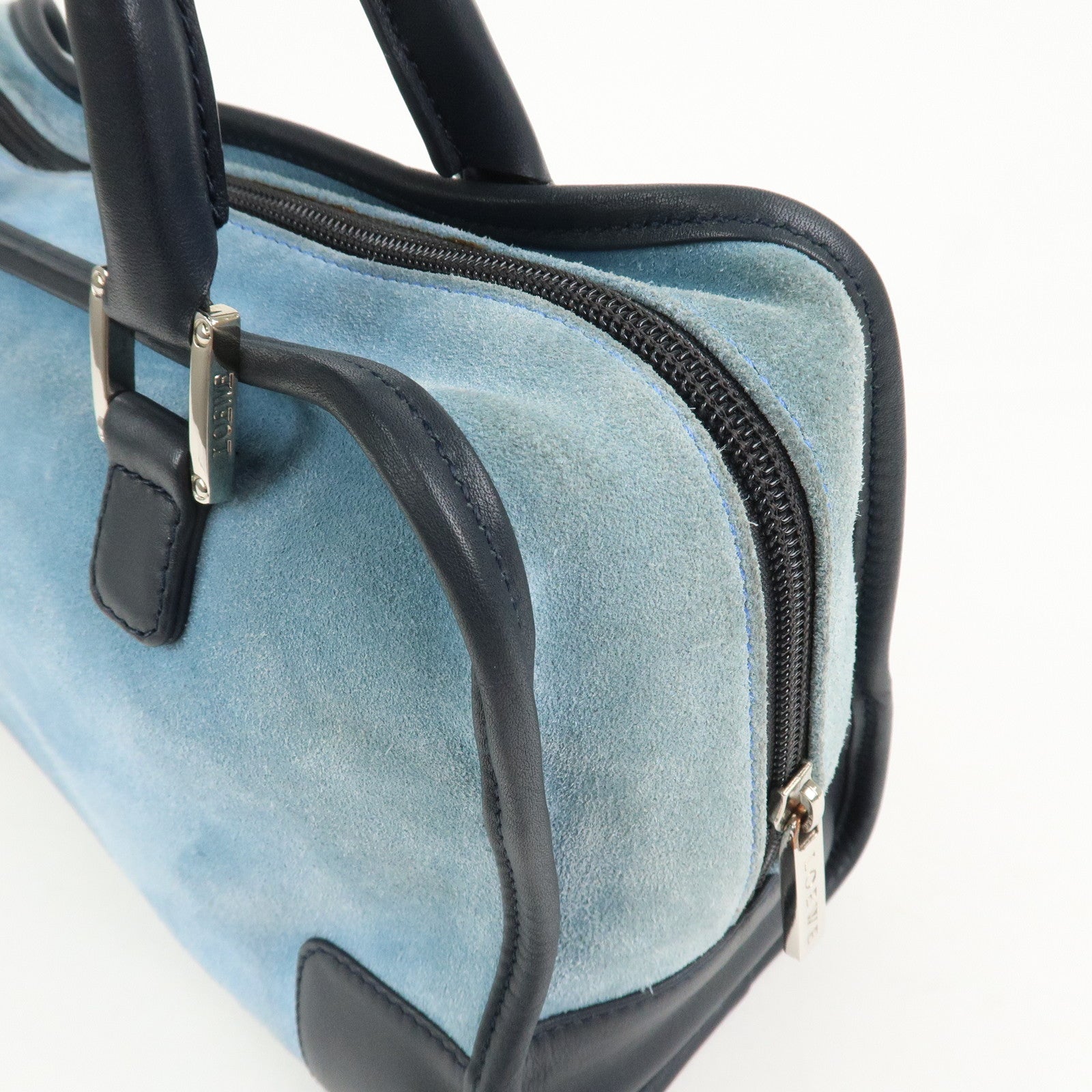 LOEWE Anagram Suede Leather Amazona 28 Hand Bag Blue