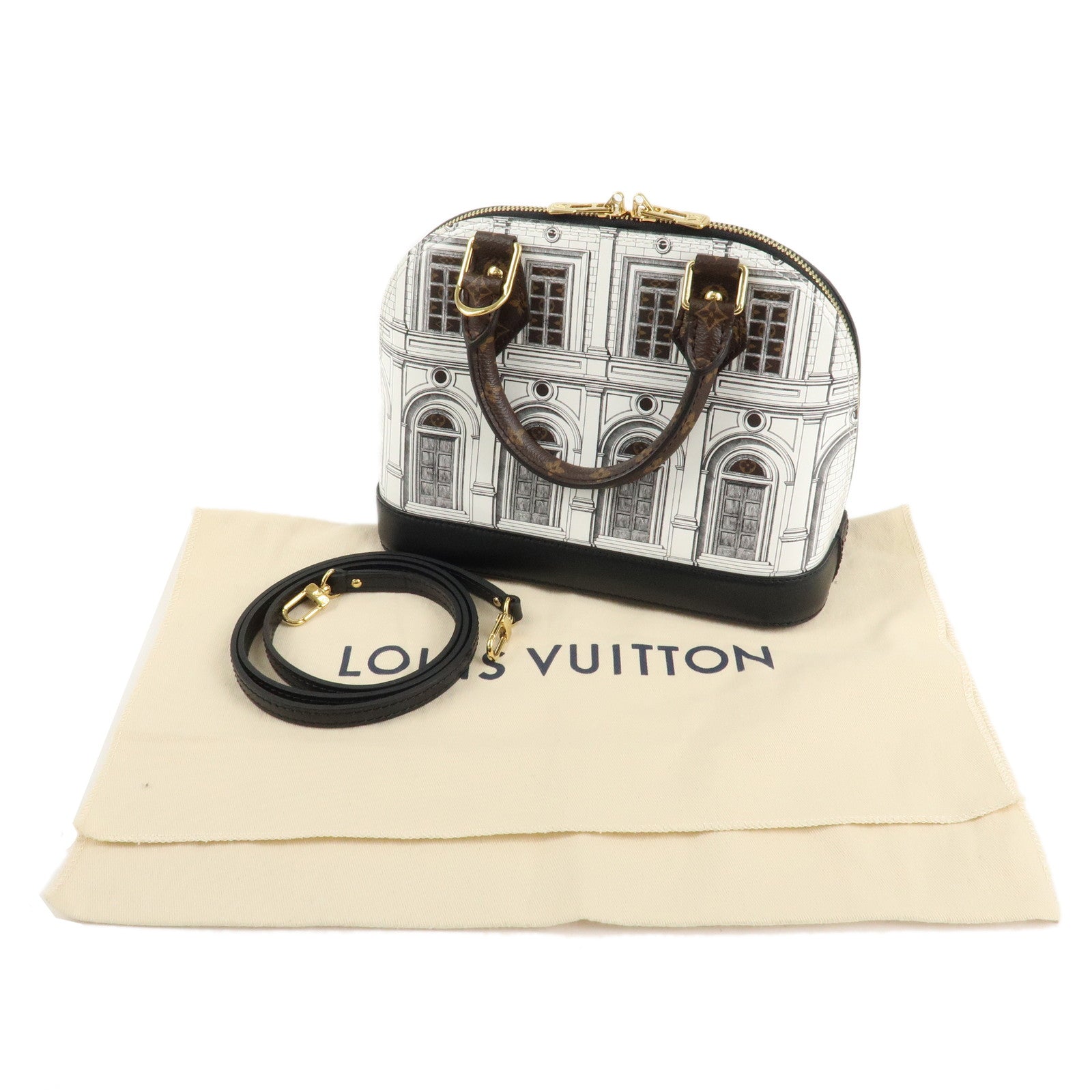 Louis Vuitton Fornasetti Monogram Patent Leather Alma BB Hand Bag Used