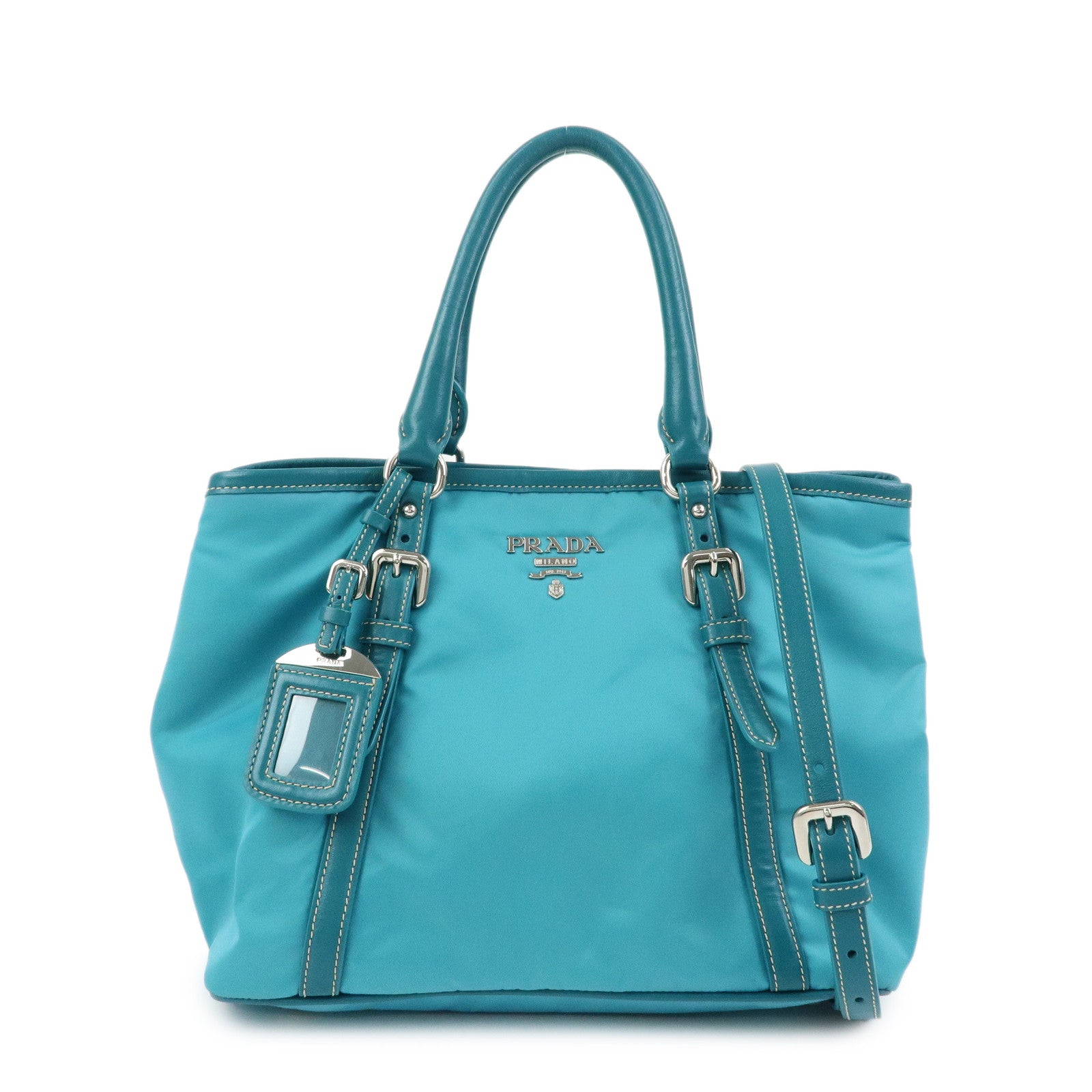 PRADA Nylon Leather 2Way Tote Hand Shoulder Bag Green BN1841