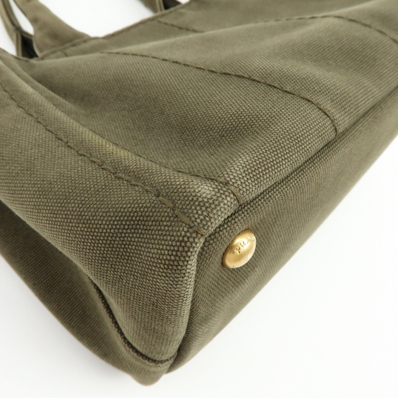 PRADA Triangle Log Canapa Mini 2Way Hand Shoulder Bag Khaki B2439G