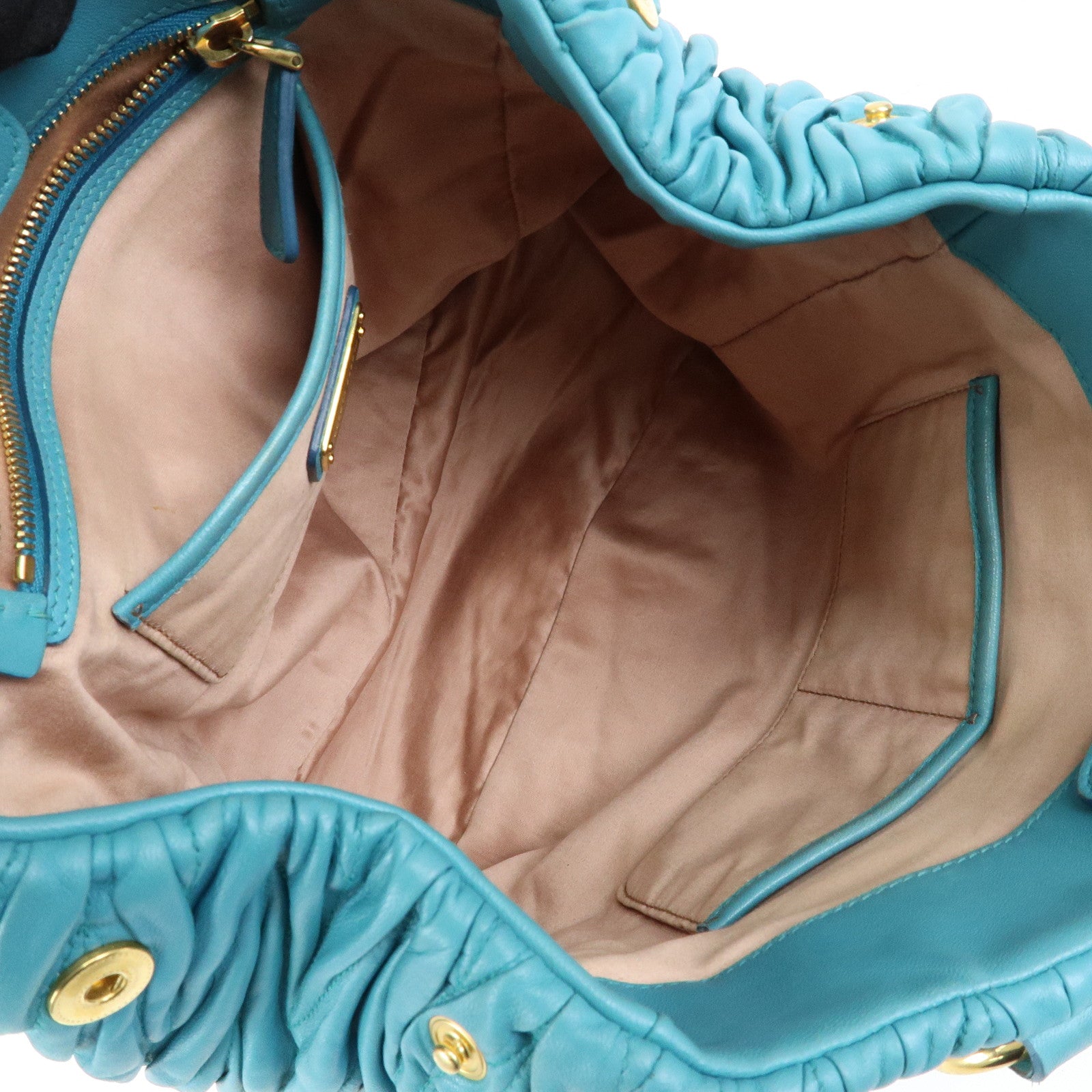 MIU MIU Matelasse Nappa Leather 2Way Bag Hand Bag Marine 5BE886