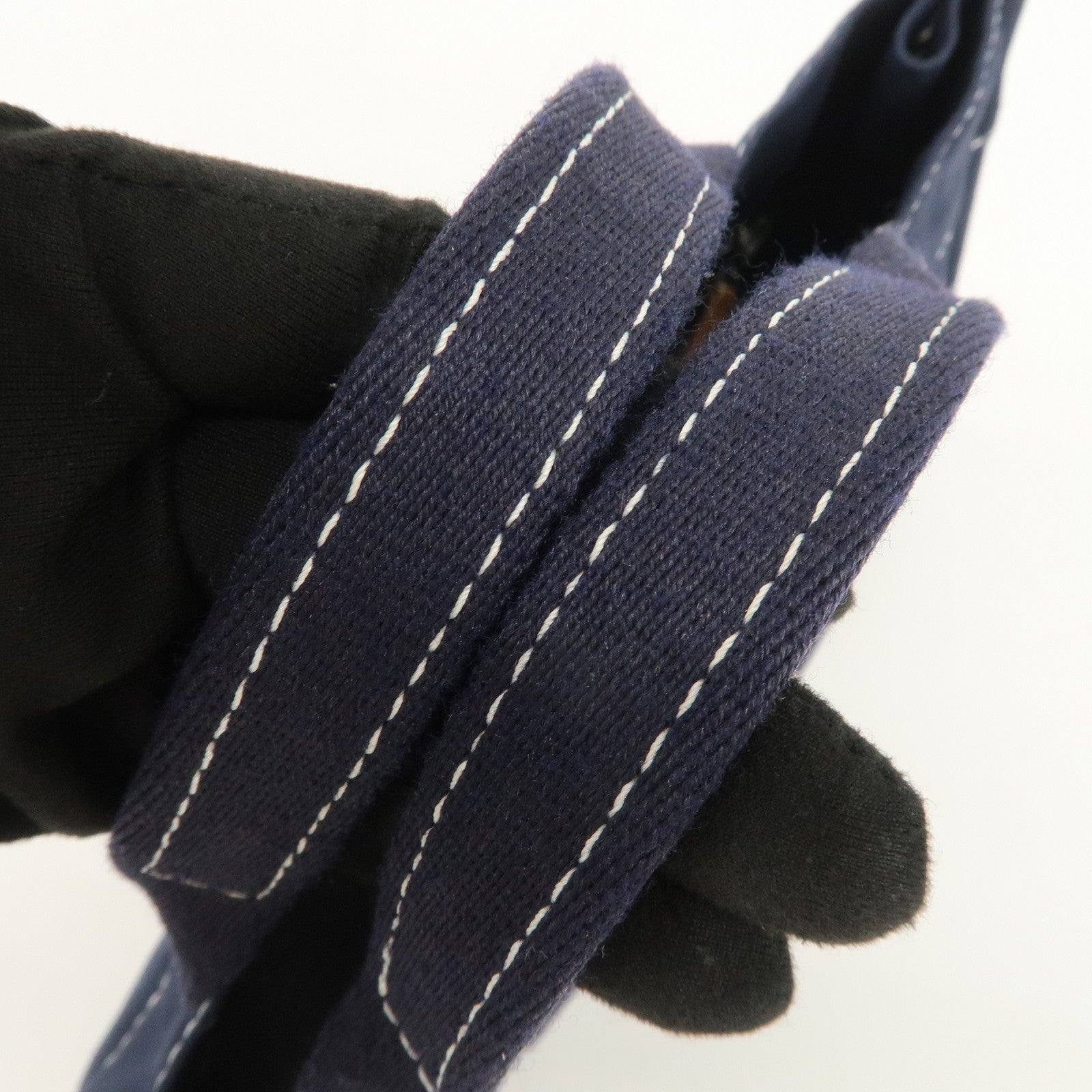 HERMES Deauville PM Cotton Tote Bag Hand Bag Navy