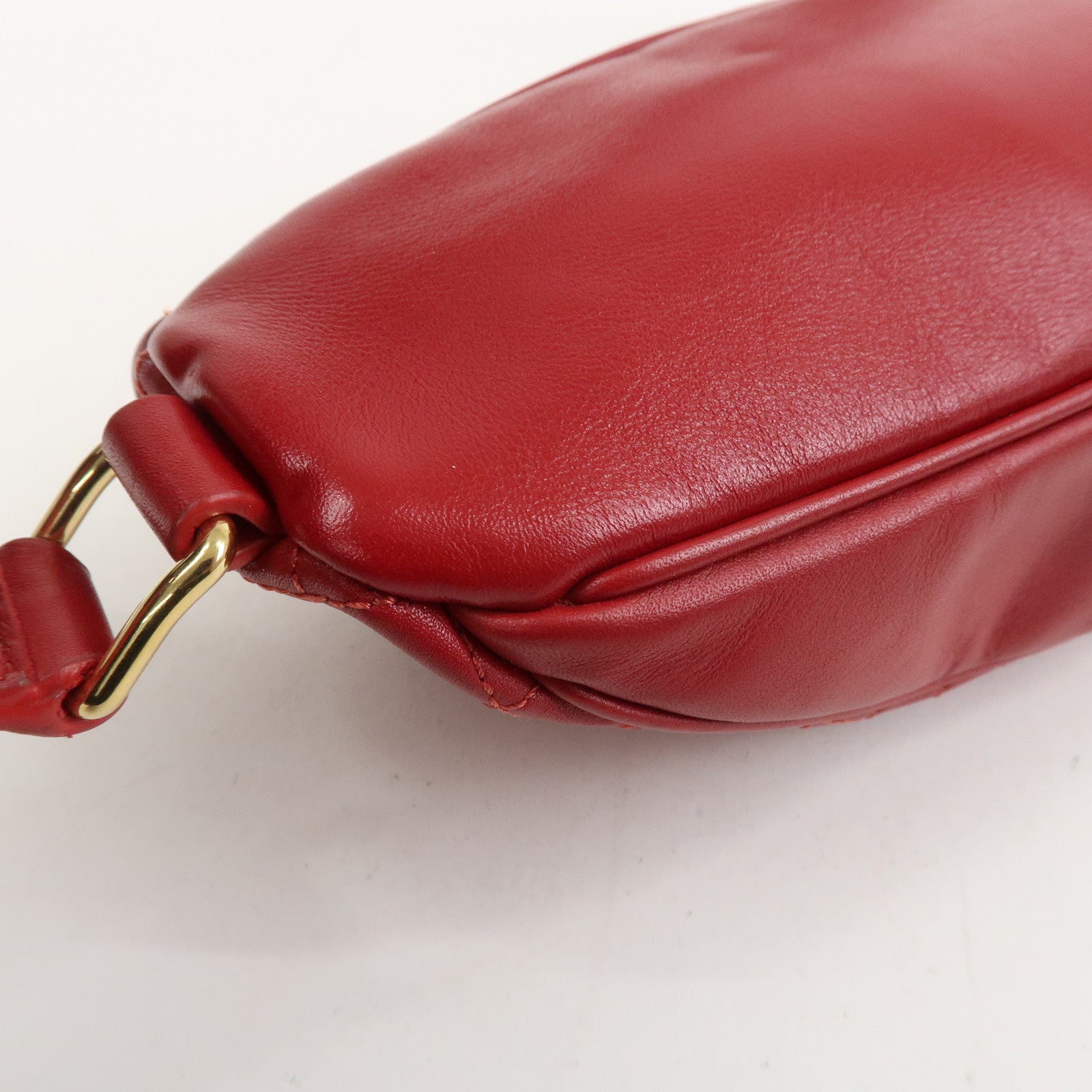 CELINE Leather C Charm Waist Bag Body Bag Red