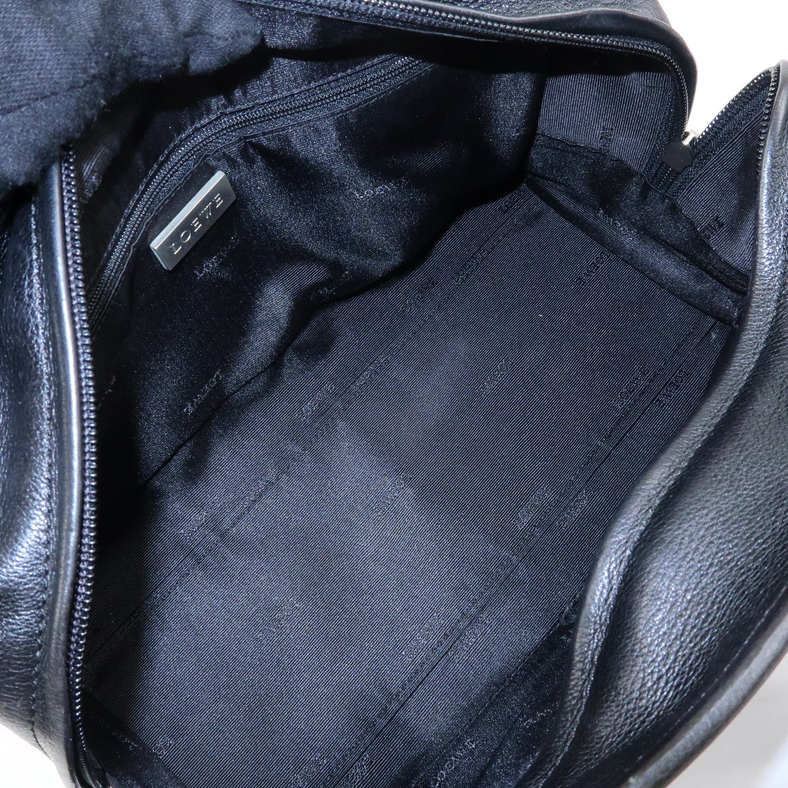 LOEWE Anagram Amazona 28 Leather Hand Bag Boston Bag Black