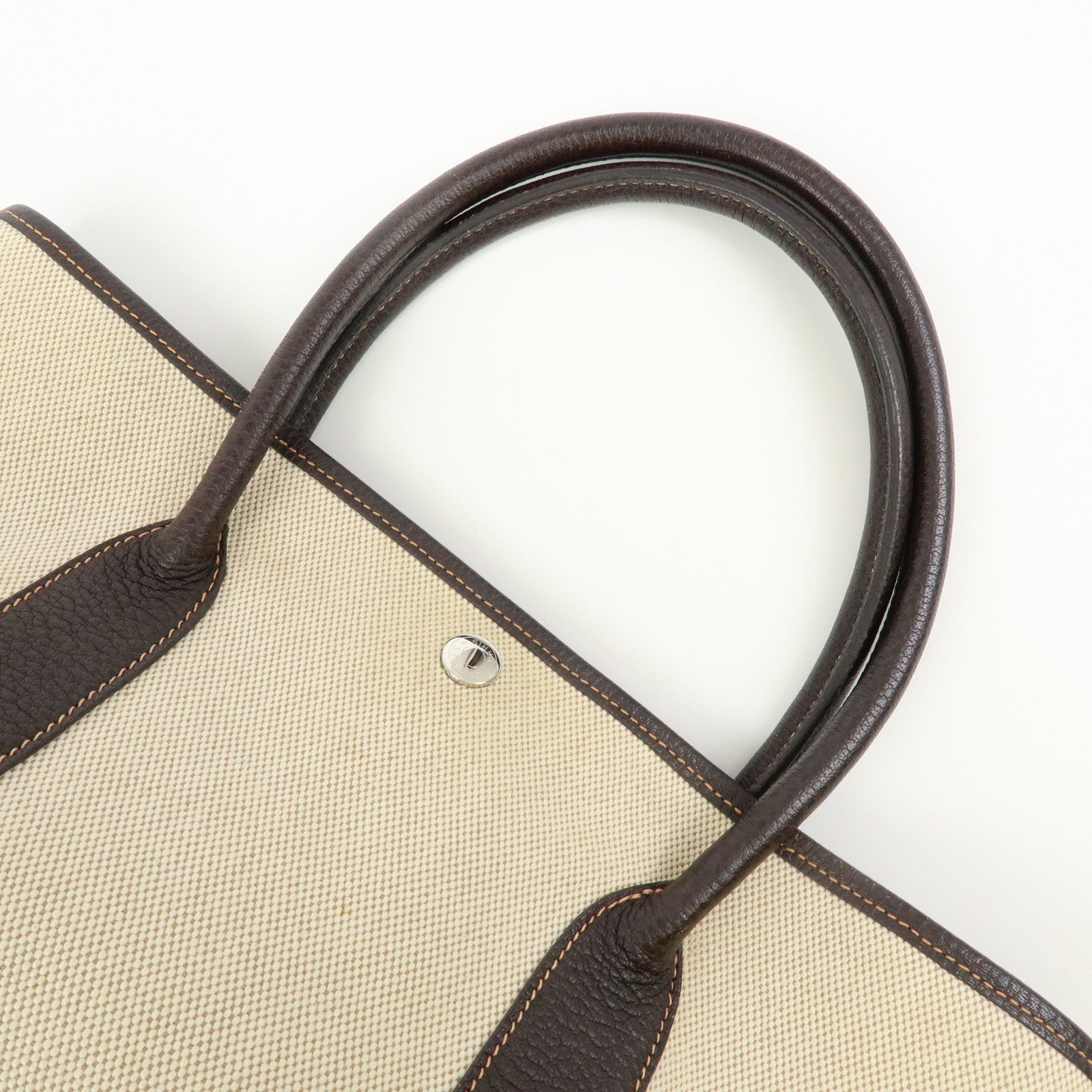 HERMES Garden Party PM Toile Ash Leather I Stamped Tote Bag Natural