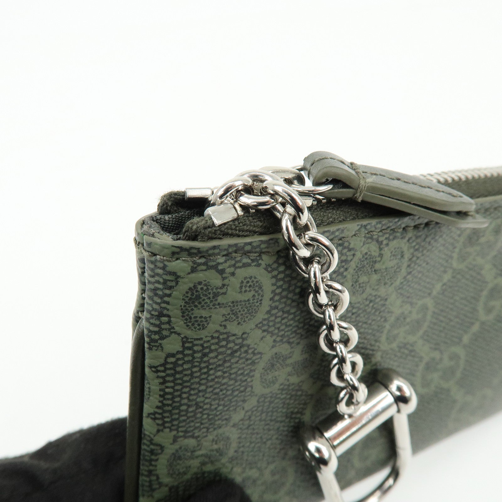 GUCCI Trim GG Supreme PVC Coin Case Card Case Khaki
