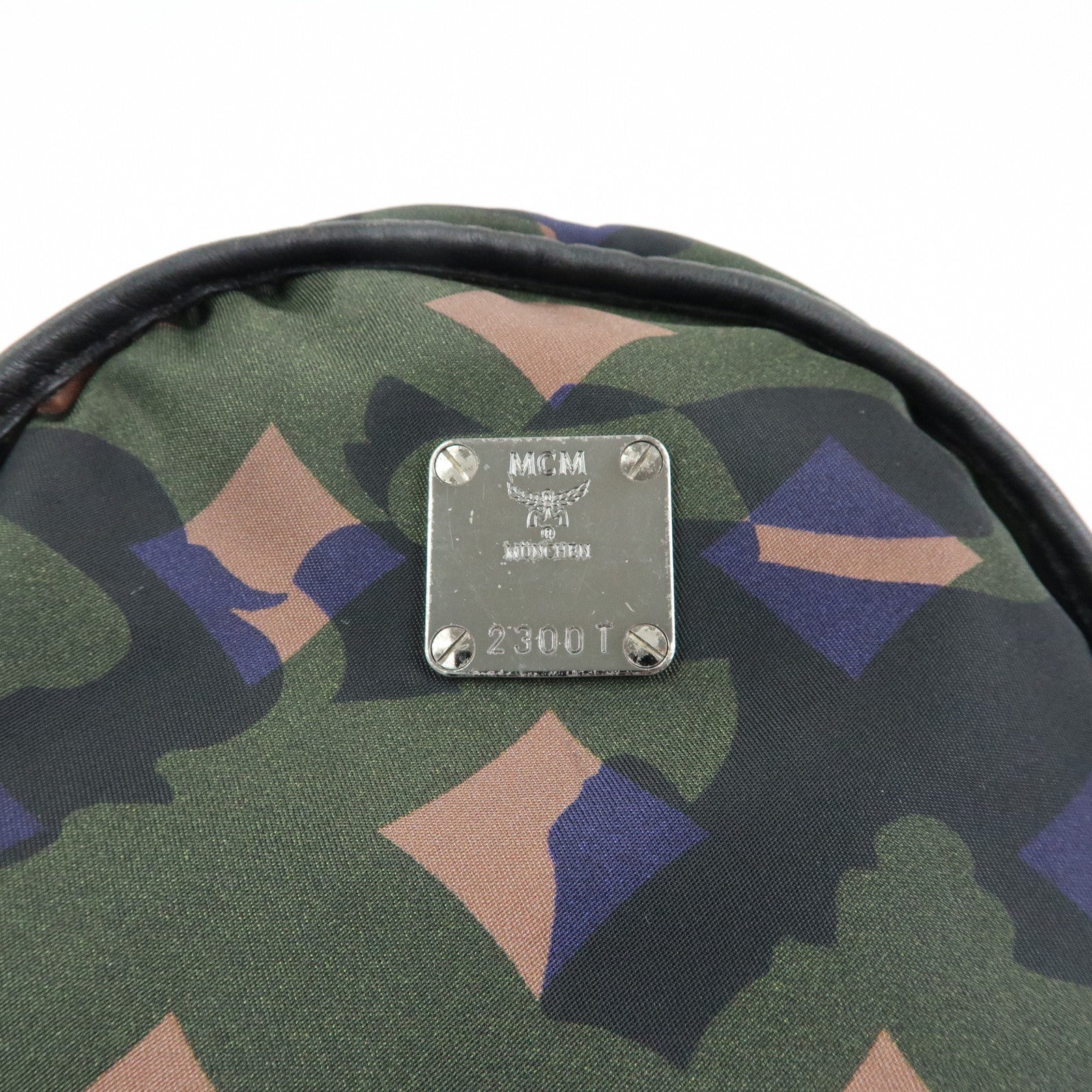 MCM Logo Nylon Leather Cross Body Bag Shoulder Bag Dark Green Black