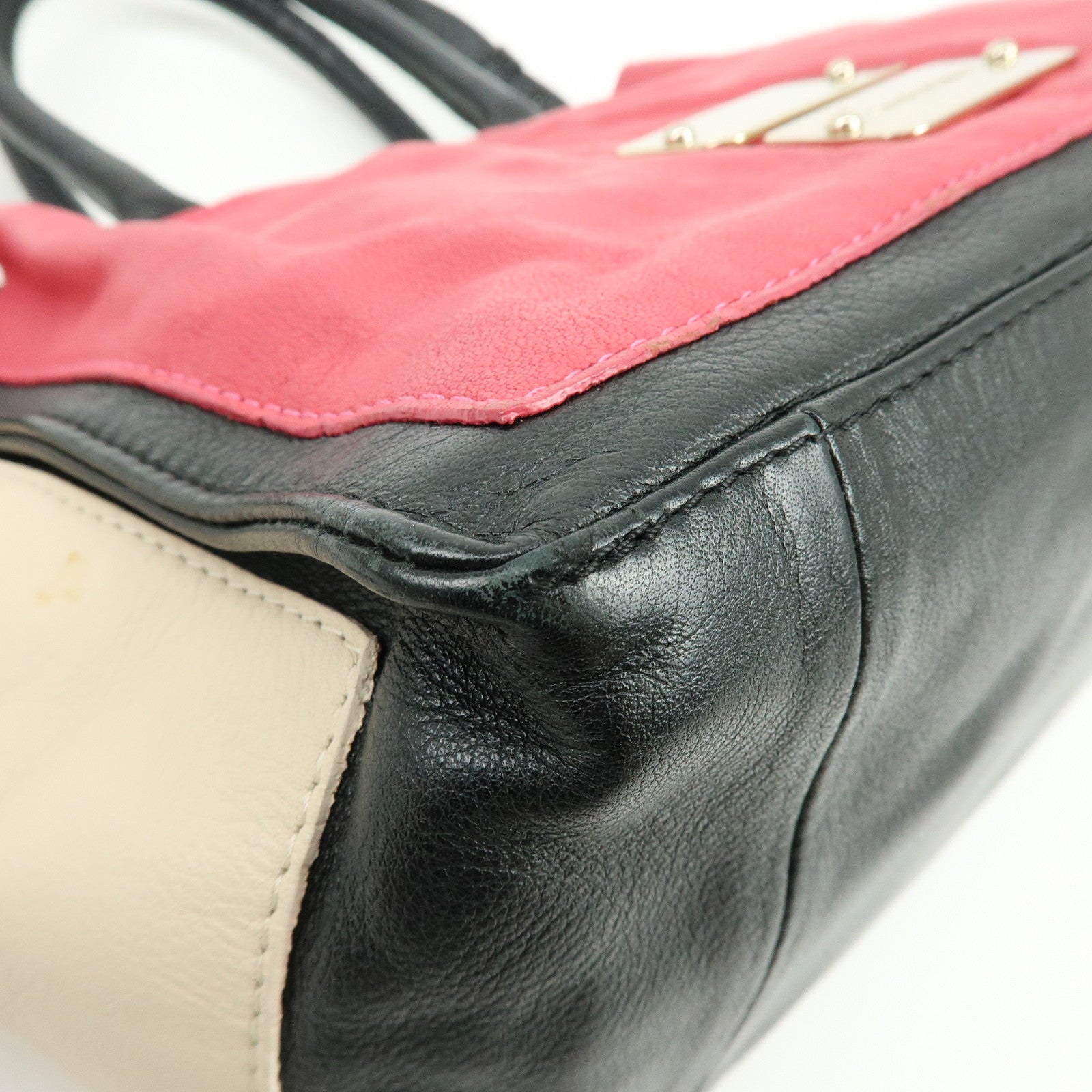 Chloe See By Chloe Leather 2Way Shoulder Bag Hand Bag Pink Black