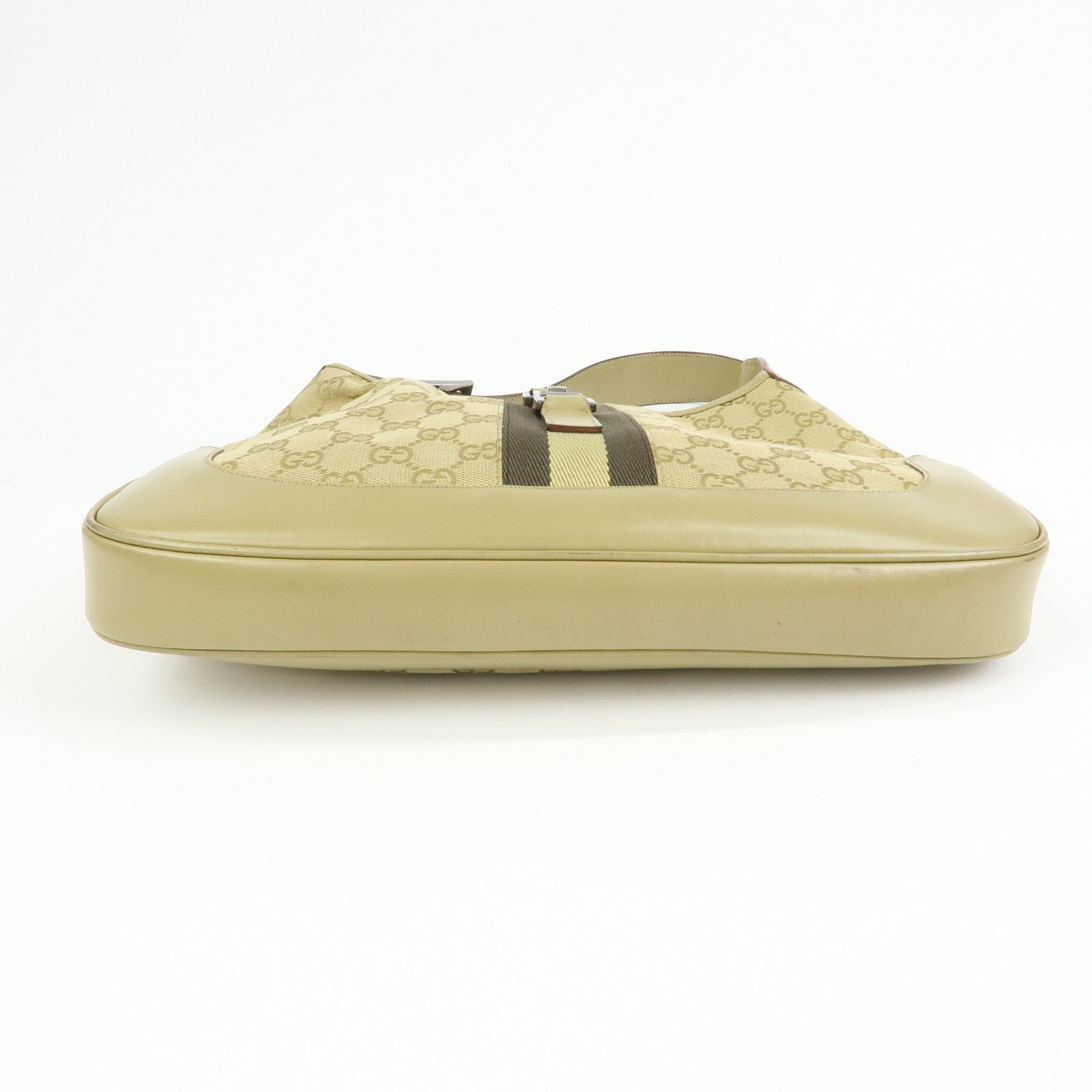 GUCCI Jackie Sherry GG Canvas Leather Shoulder Bag Khaki 00963