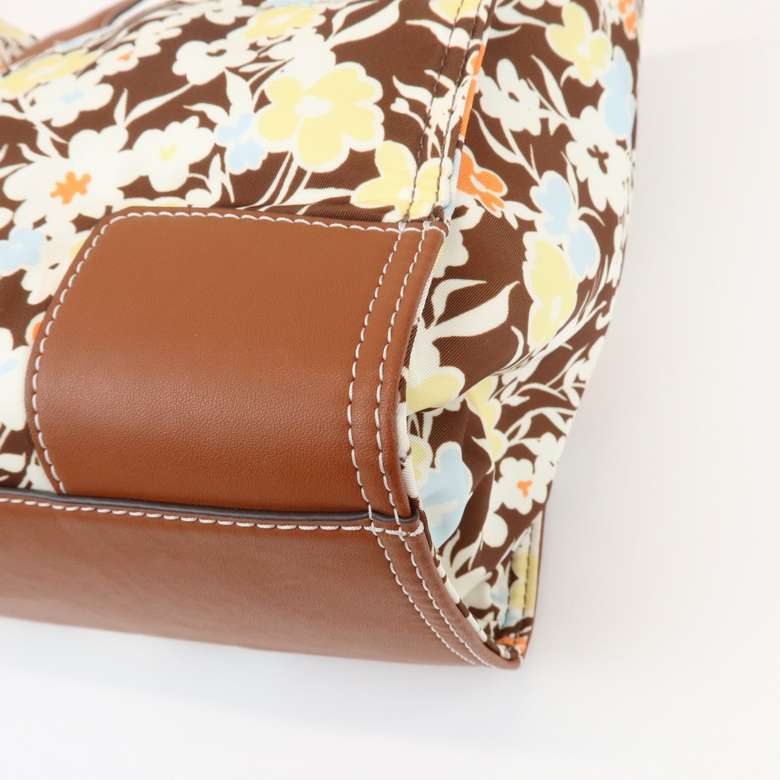 TORY BURCH Logo Nylon Tote Bag Shoulder Bag Brown Multicolor