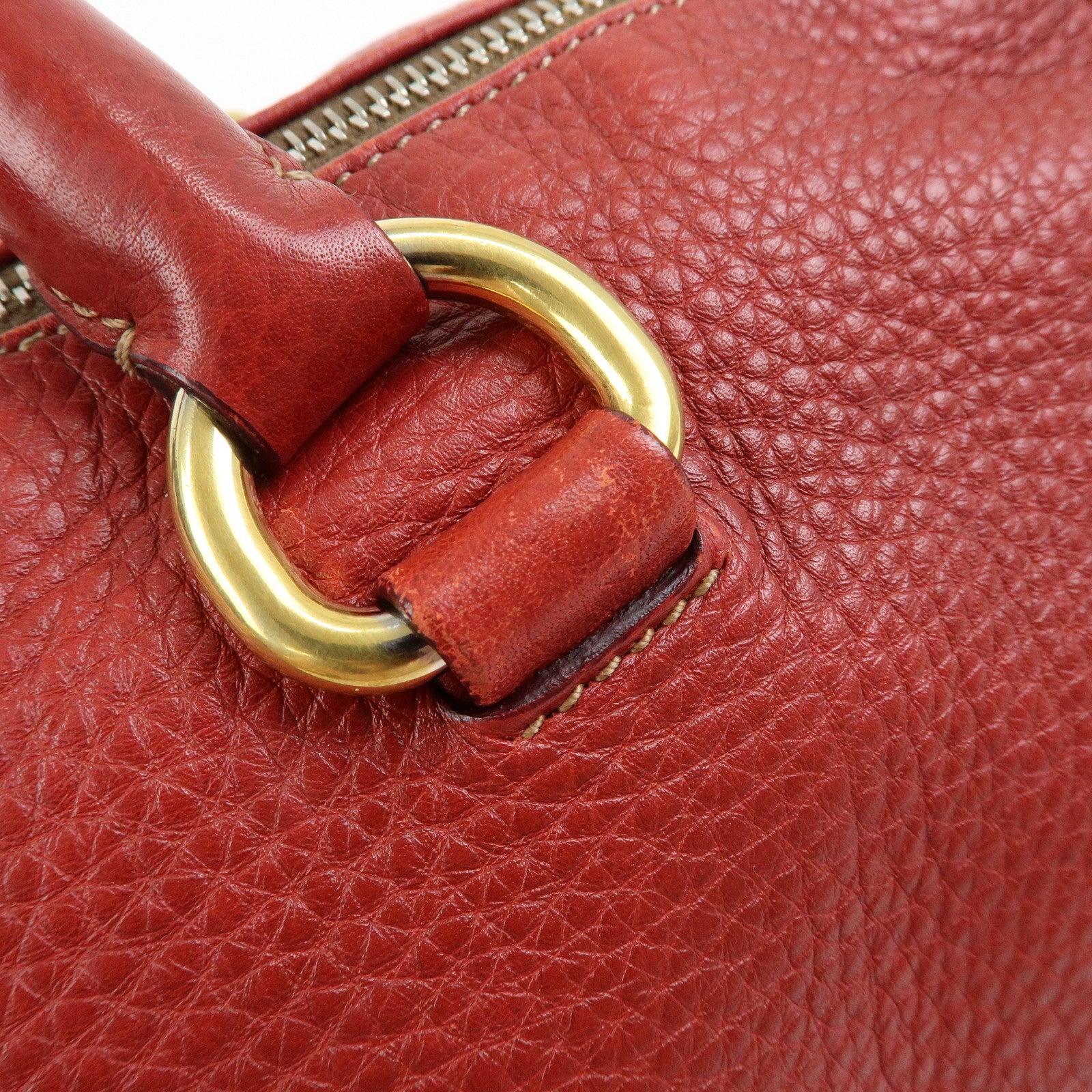 PRADA Logo Calf Leather 2Way Bag Hand Bag Shoulder Bag Red