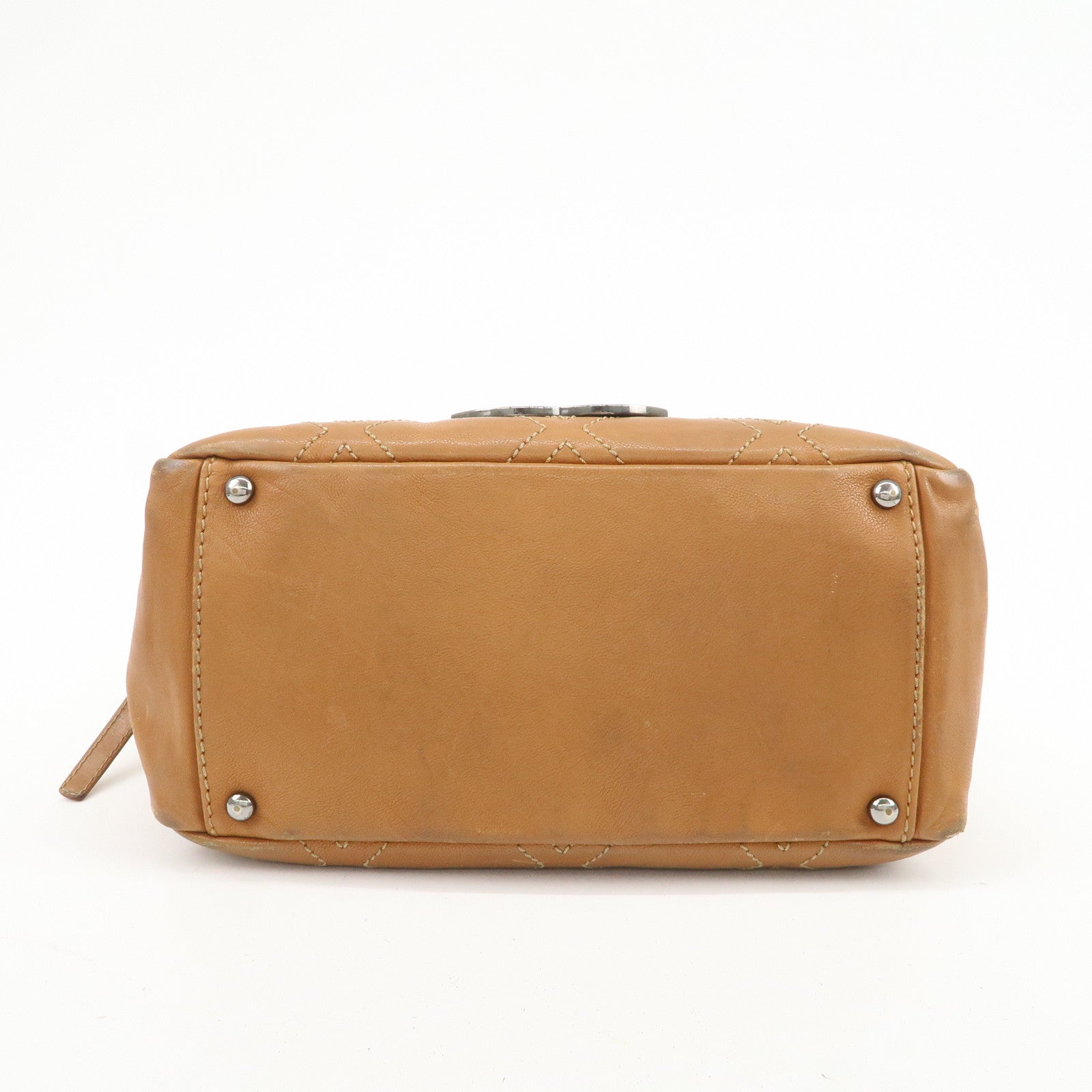 CHANEL COCO Mark Calf Leather Chain Shoulder Bag Hand Bag Brown