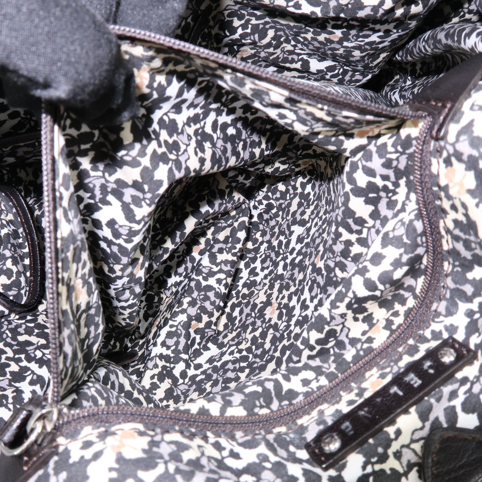 CELINE Macadam Logo Canvas Leather Shoulder Bag Hand Bag Navy