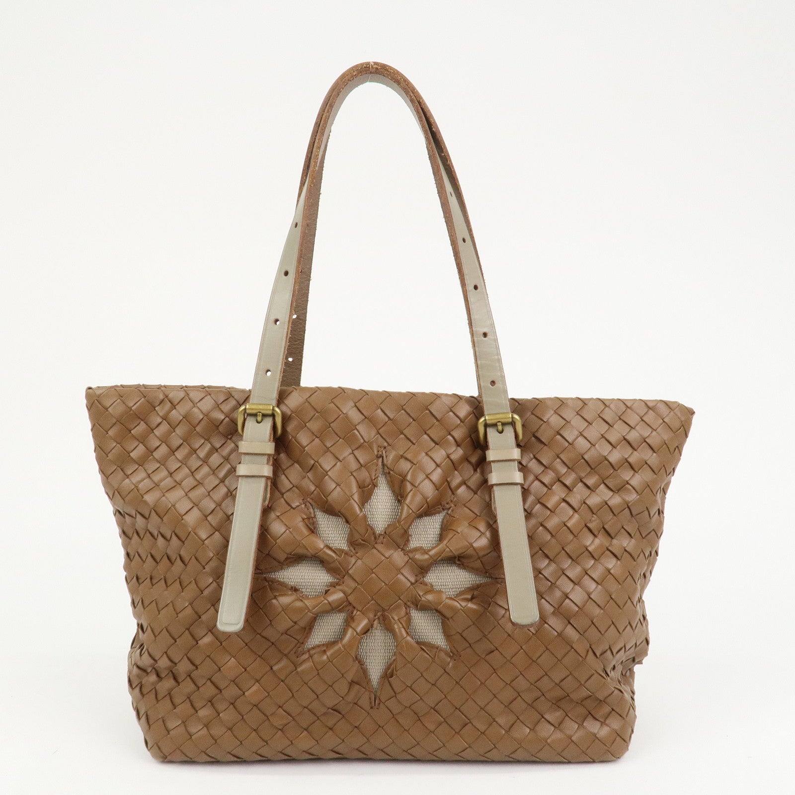 BOTTEGA VENETA Intrecciato Leather Tote Bag Shoulder Bag Brown