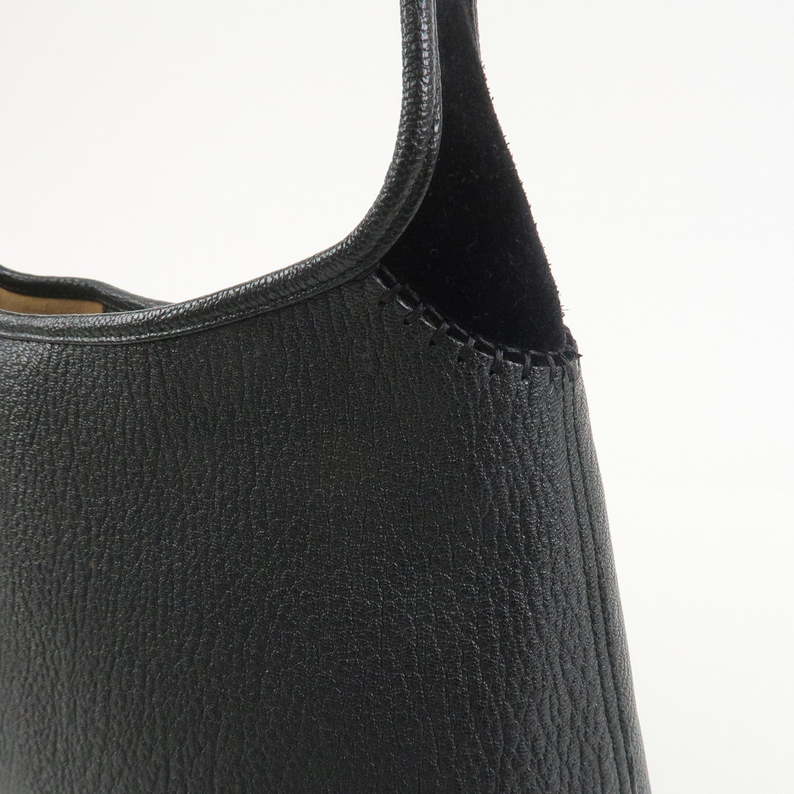 Ferragamo Leather Suede Shoulder Bag Hand Bag Black