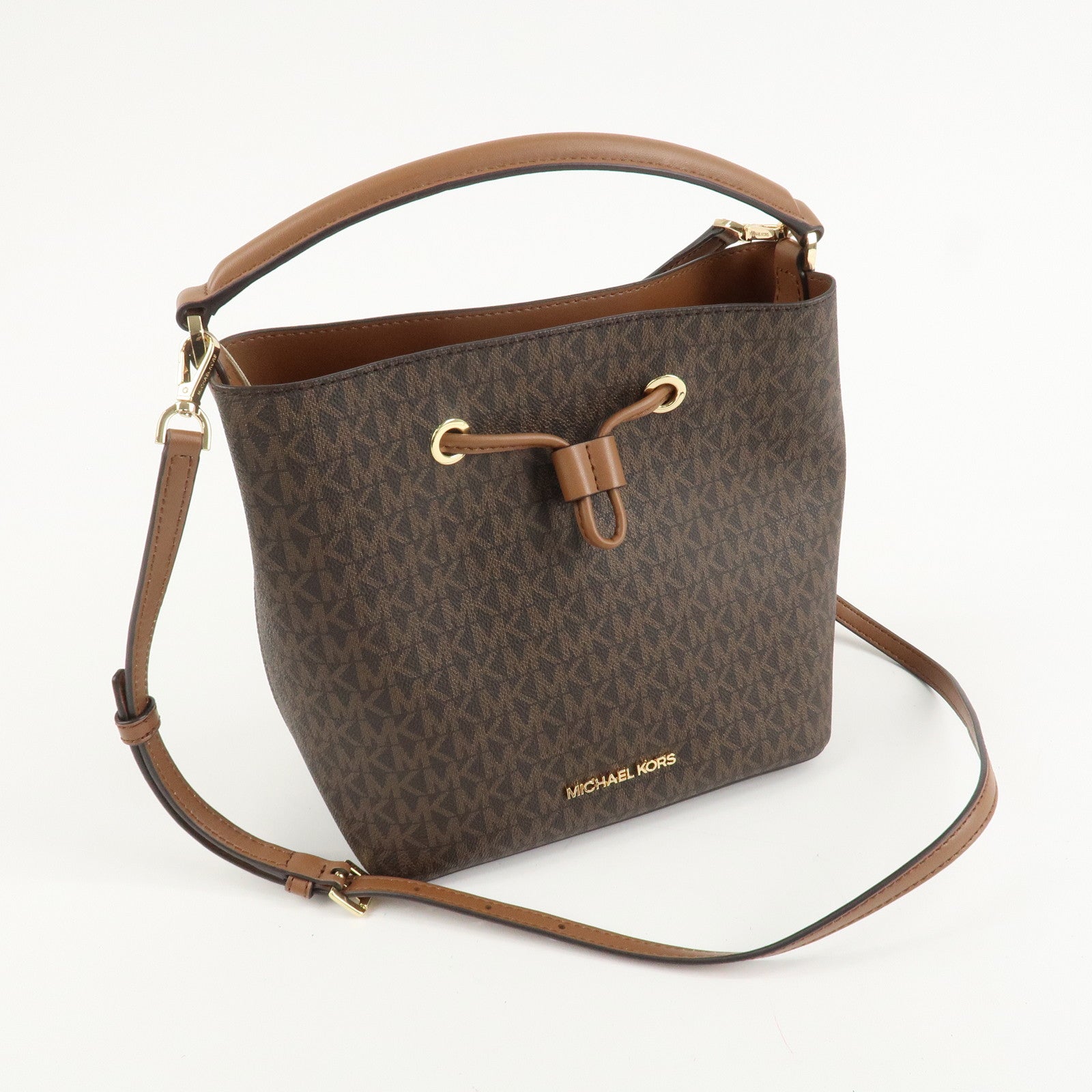MICHAEL KORS PVC 2Way Leather Hand Bag Shoulder Bag Brown Gold HDW Used